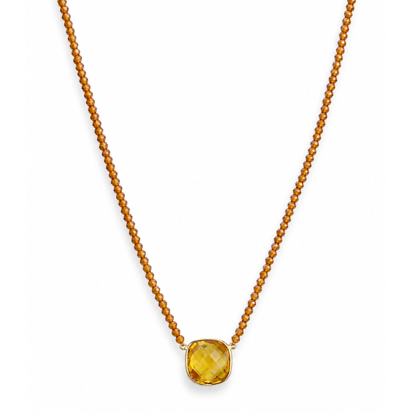 14k Yellow Garnet with Citrine Bezel Center Necklace