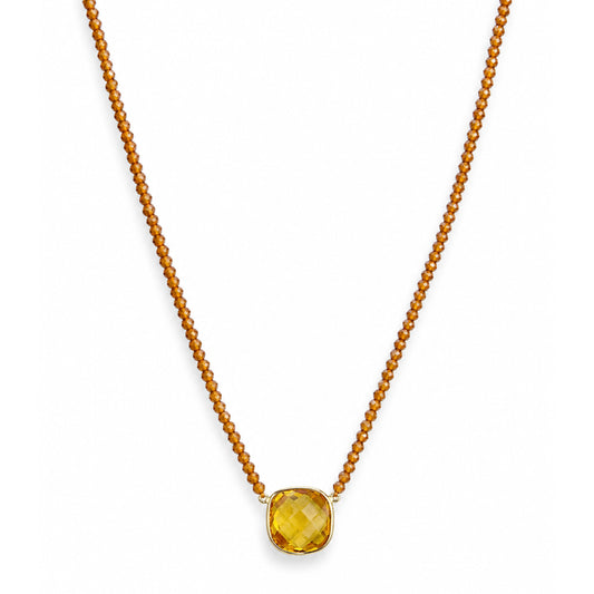 14k Yellow Garnet with Citrine Bezel Center Necklace