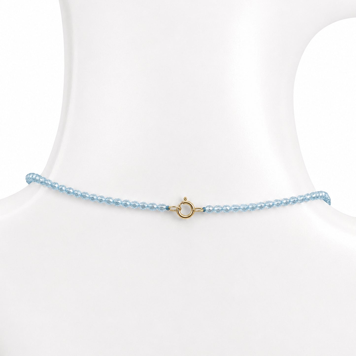 14k Blue Topaz with Round Bezel Center Necklace