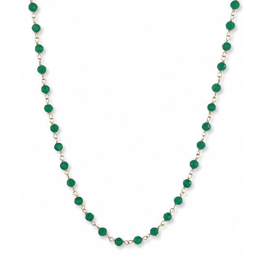 14k Dyed Emerald Ruby Sapphire Link Necklace