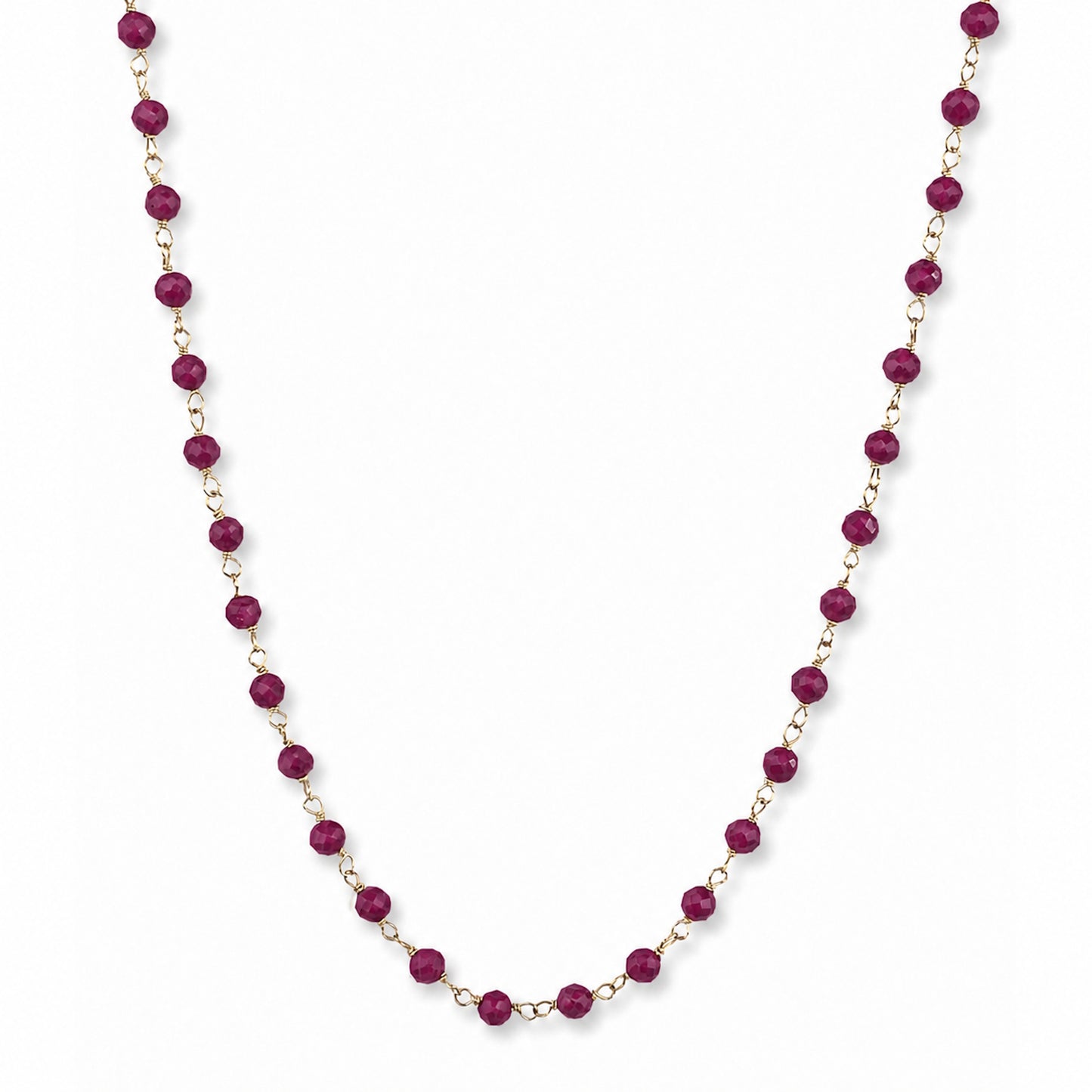 14k Emerald Ruby Sapphire Link Necklace