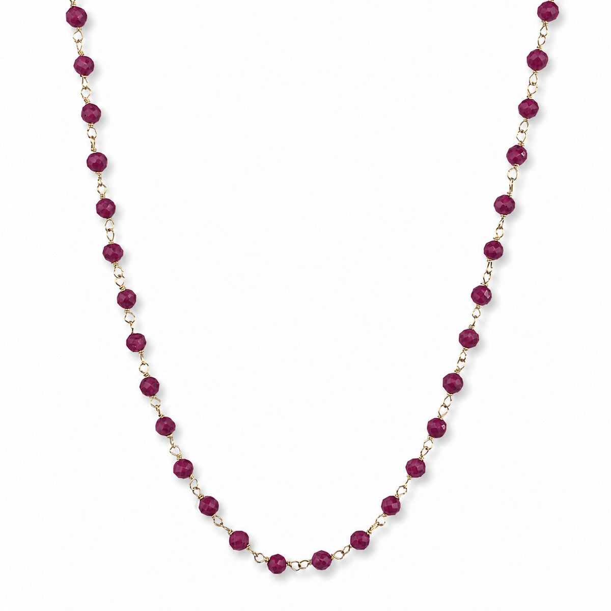 14k Dyed Gemstones Link Necklace