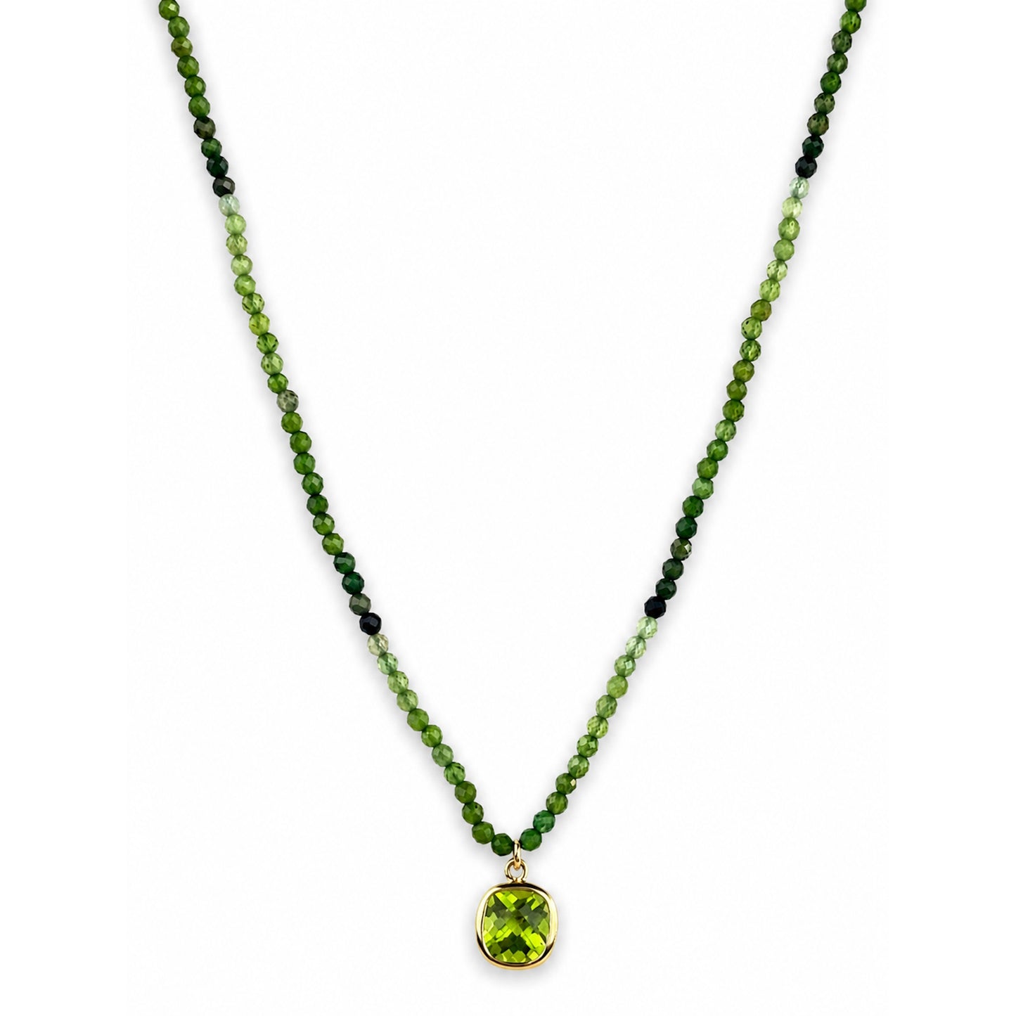 14k Gemstones Small Beads with Mix Pendant Necklace