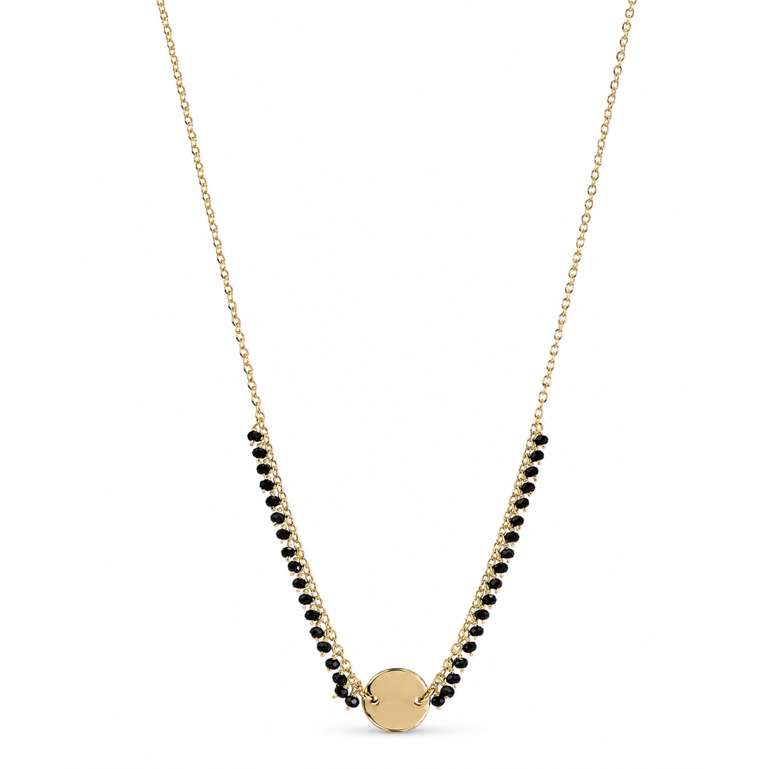 14k Black Spinel or White Pearl Coin Center Cluster Necklace