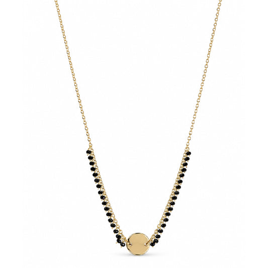 14k Black Spinel or White Pearl Coin Center Cluster Necklace