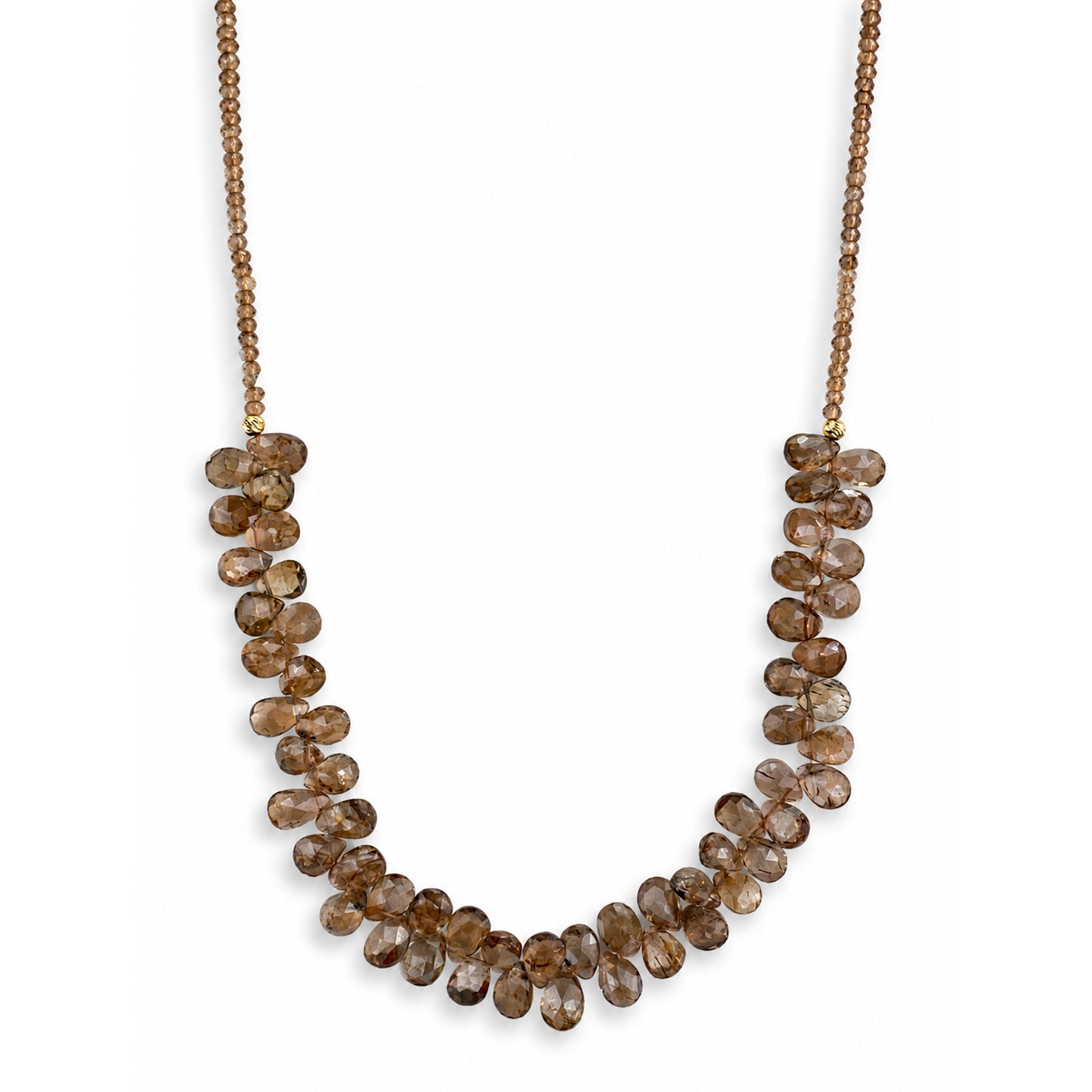 14k Andalusite Small Bead with Pear Shape Cluster Necklace