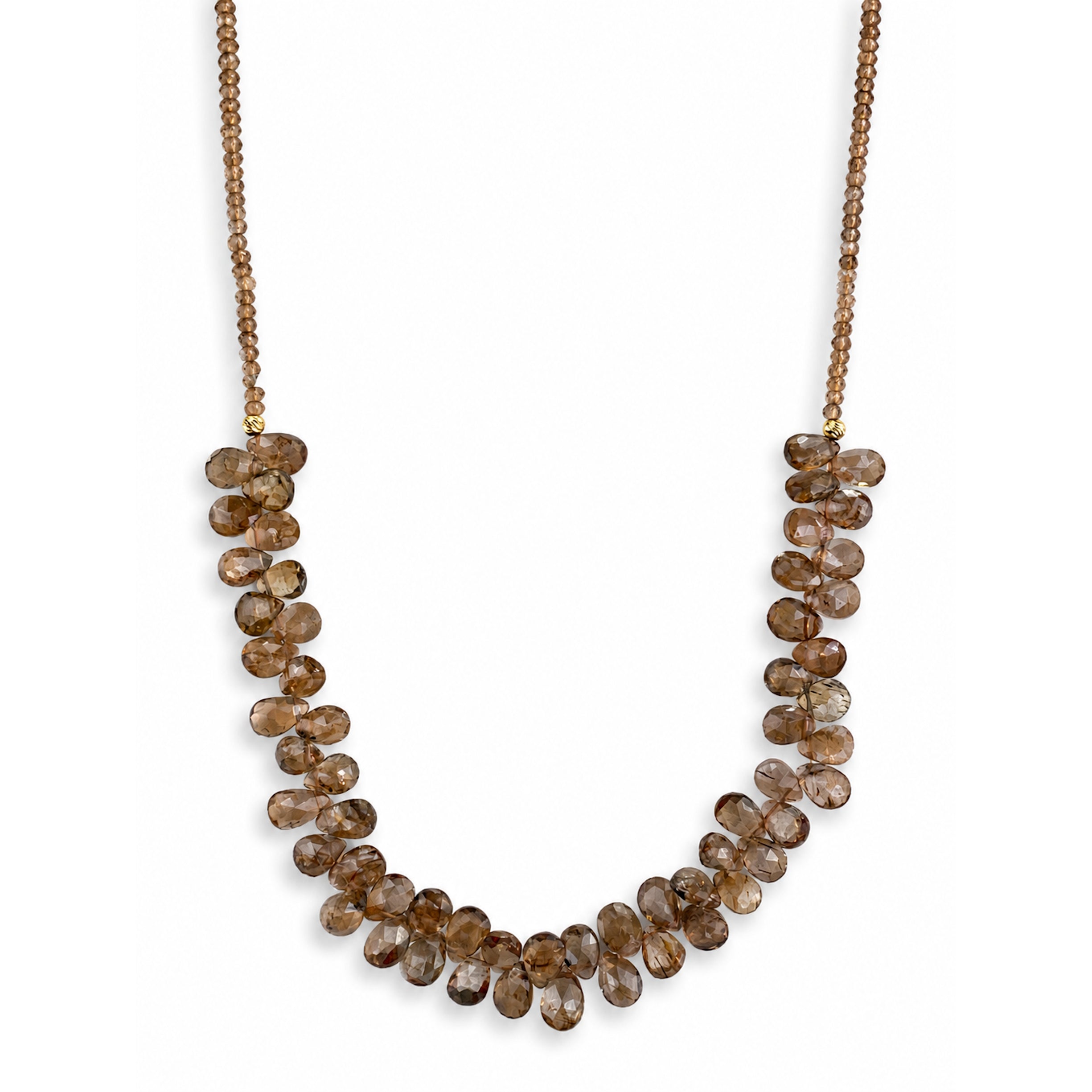 14k Andalusite Small Bead with Pear Shape Cluster Necklace