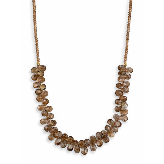 14k Andalusite Small Bead with Pear Shape Cluster Necklace