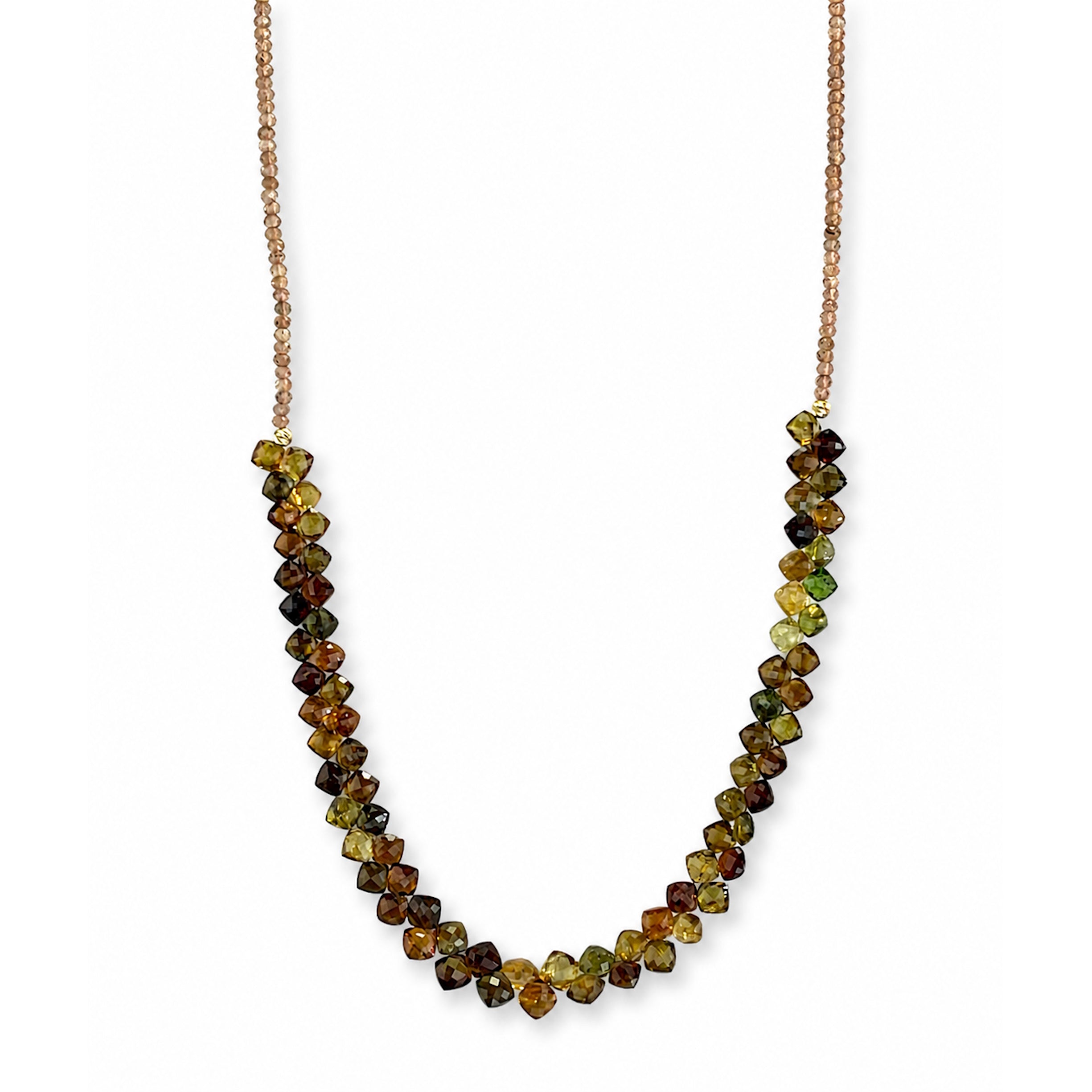 14k Andalusite & Multi Tourmaline Cluster Necklace