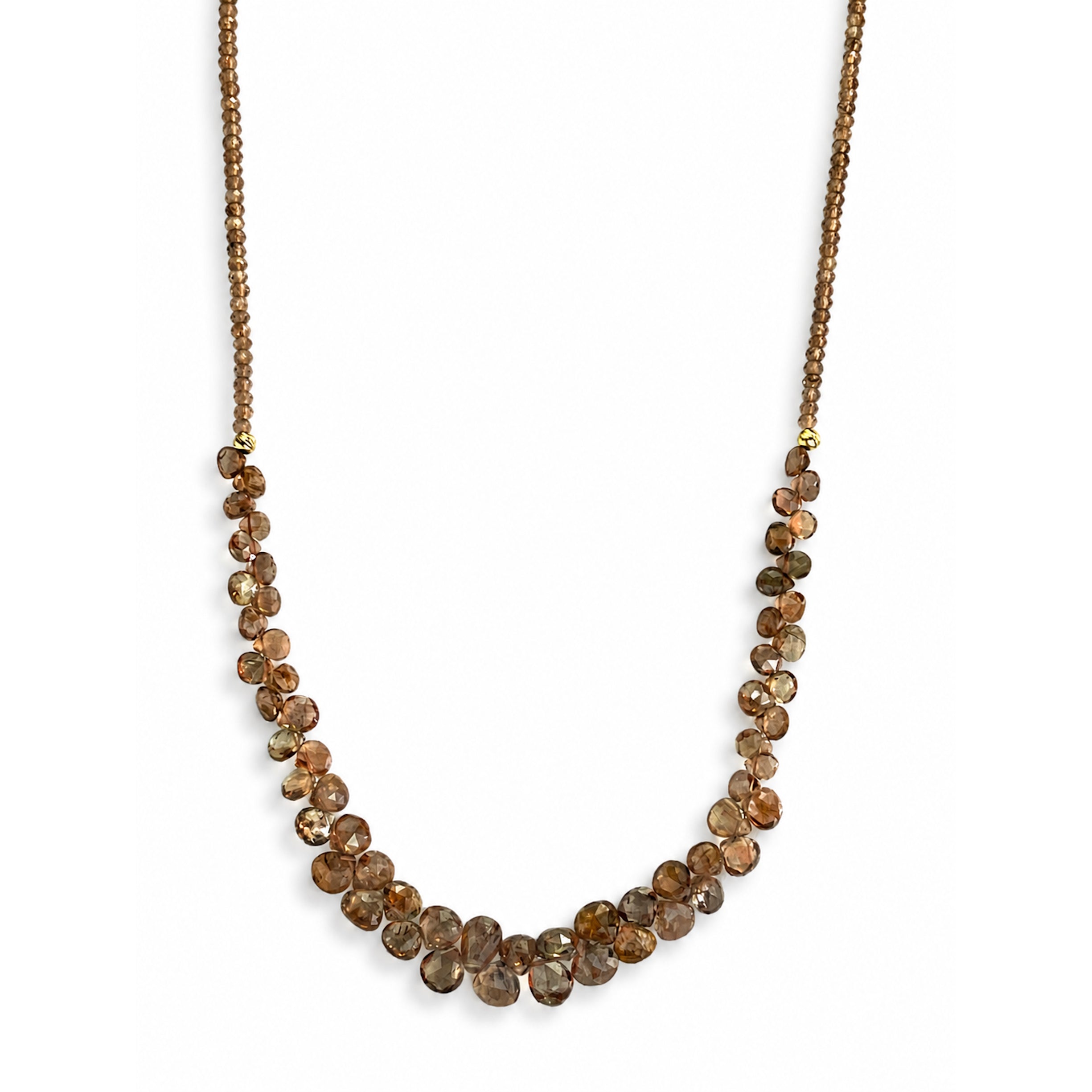 14k Andalusite Small Bead Heart Shape Cluster Necklace
