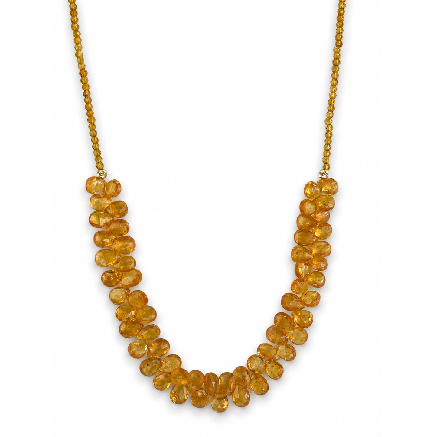 14k Citrine Orange Sapphire Cluster Necklace