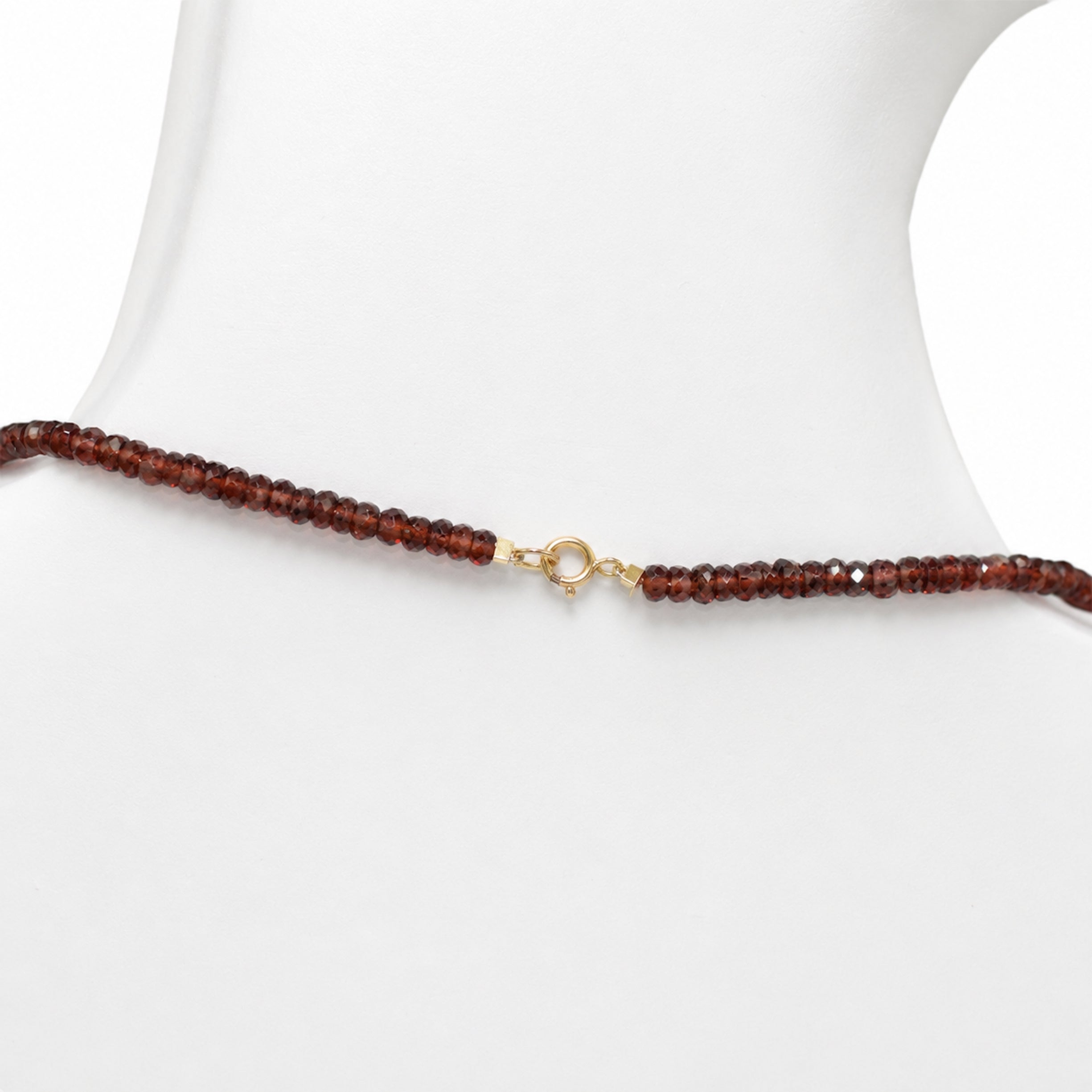 14k Garnet Gold Ball with Flat Pear Shape Pendant Necklace