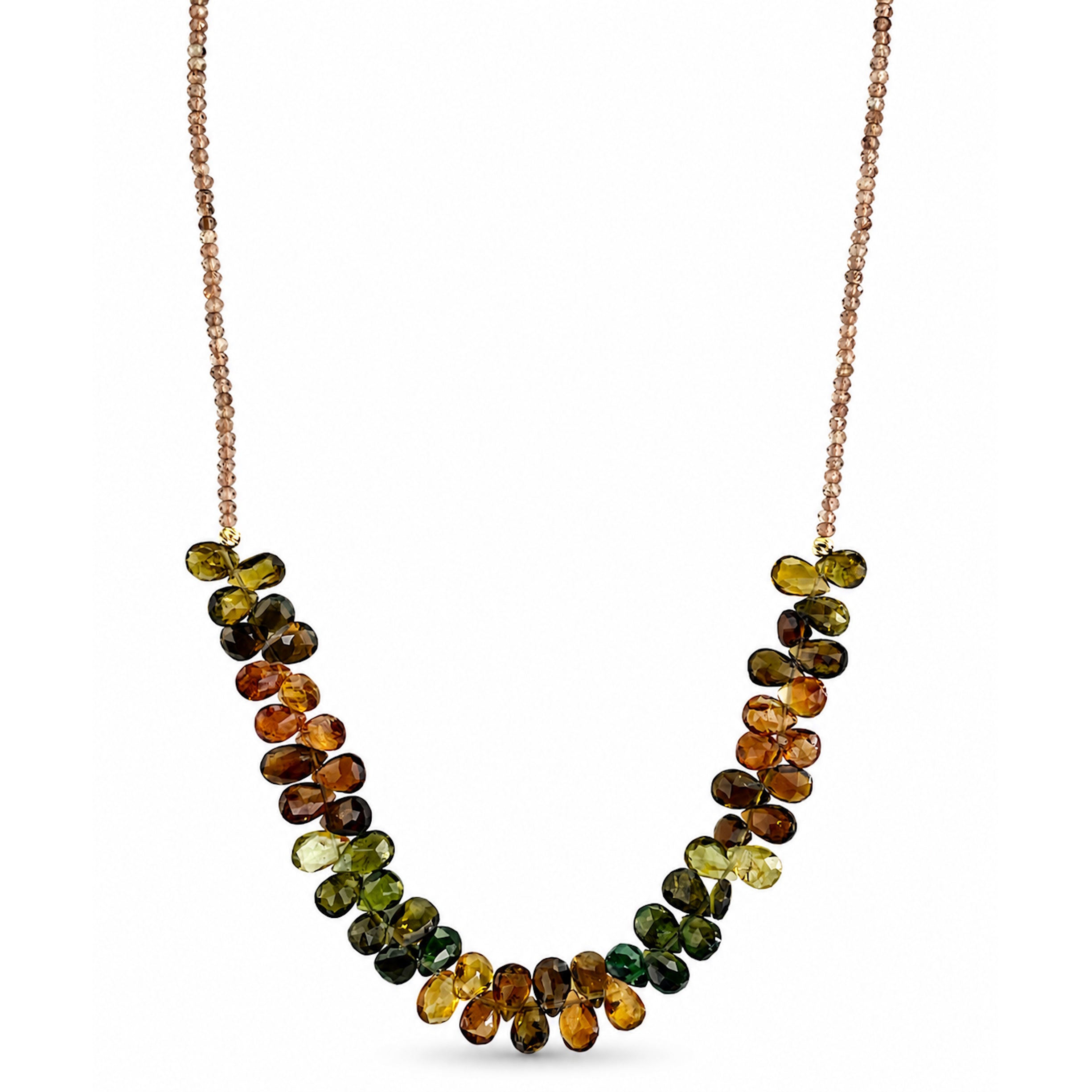 14k Andalusite Multi Tourmaline Pear Cluster Necklace