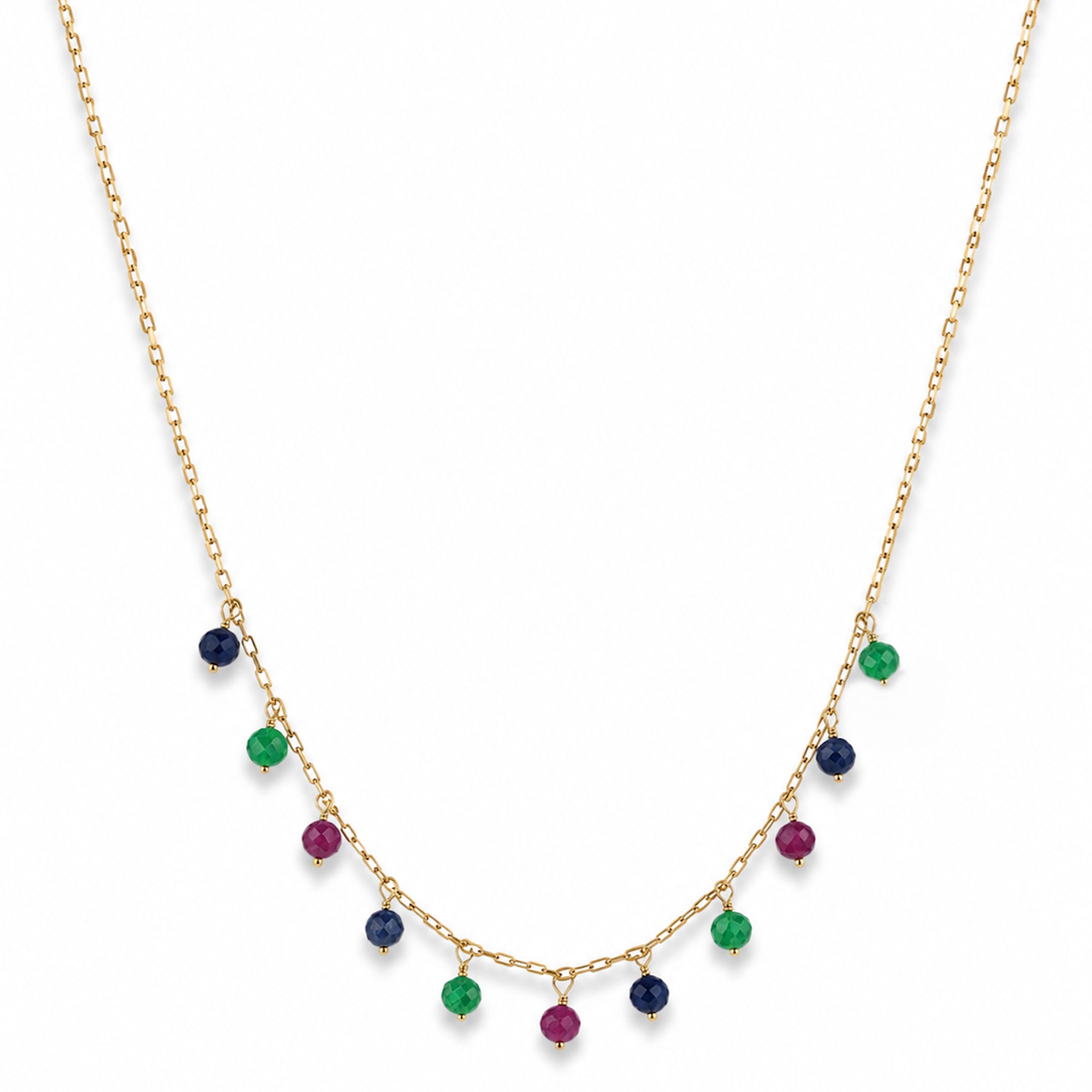 14k Dyed Gemstone Dangle Necklace