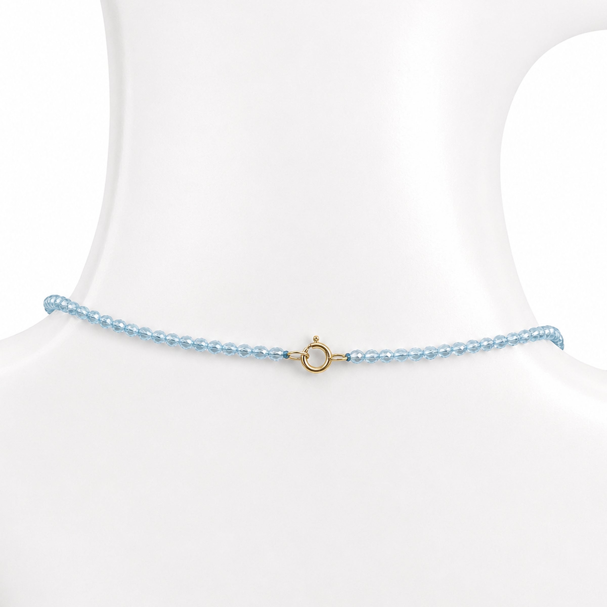 14k Blue Topaz & Cameo Pendant Necklace