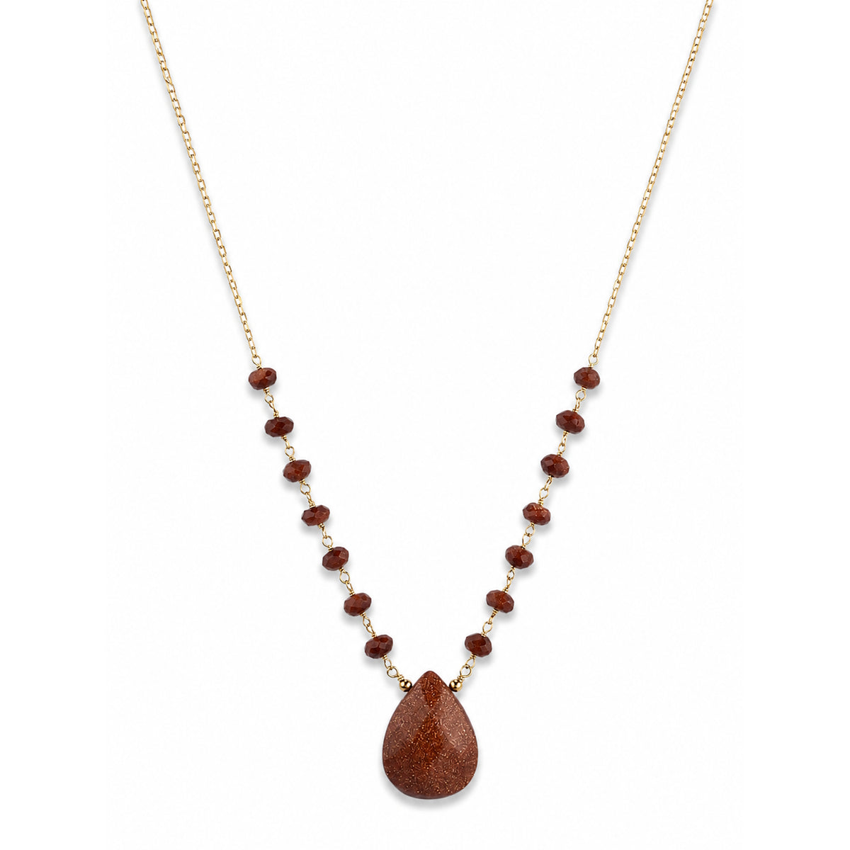 14k Link Front Pear Shape Pendant Necklace