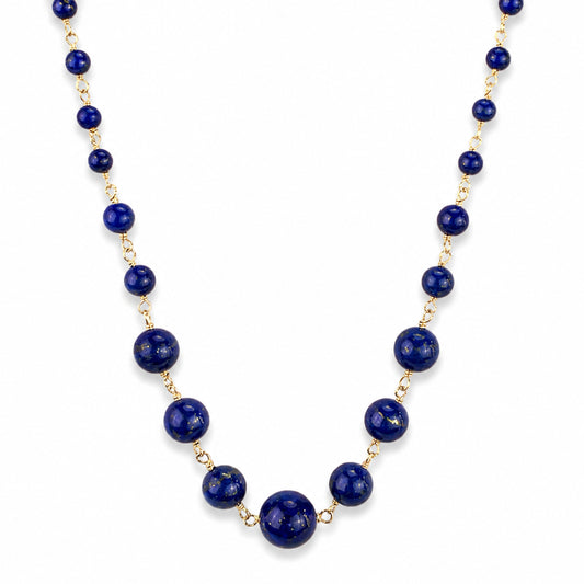 14k Lapis Graduated Beads Center Link Necklace
