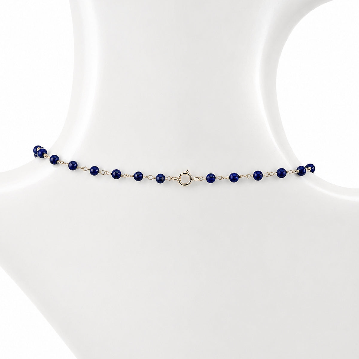 14k Lapis Graduated Beads Center Link Necklace