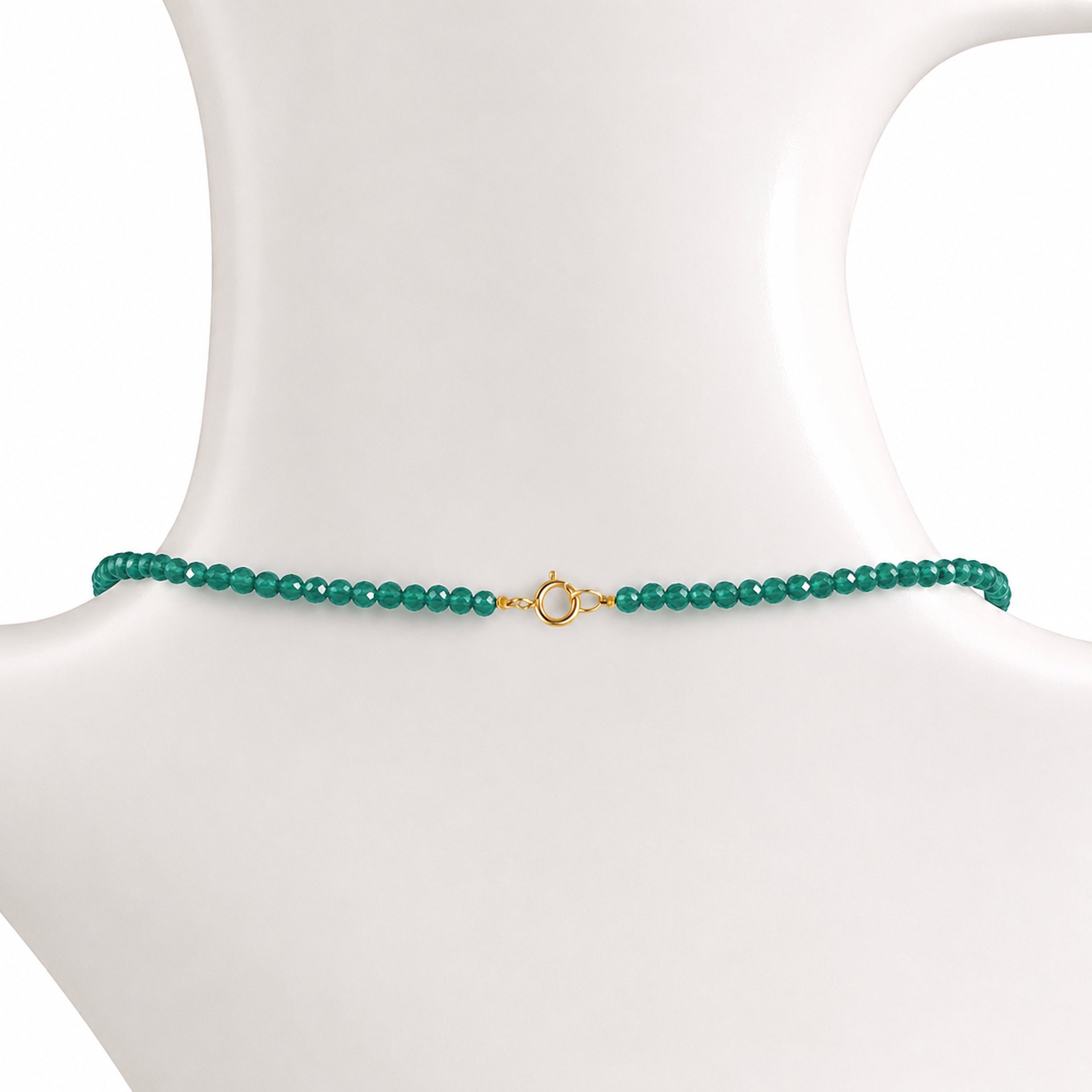 14k Green Onyx Gold Ball Drop Pendant Necklace