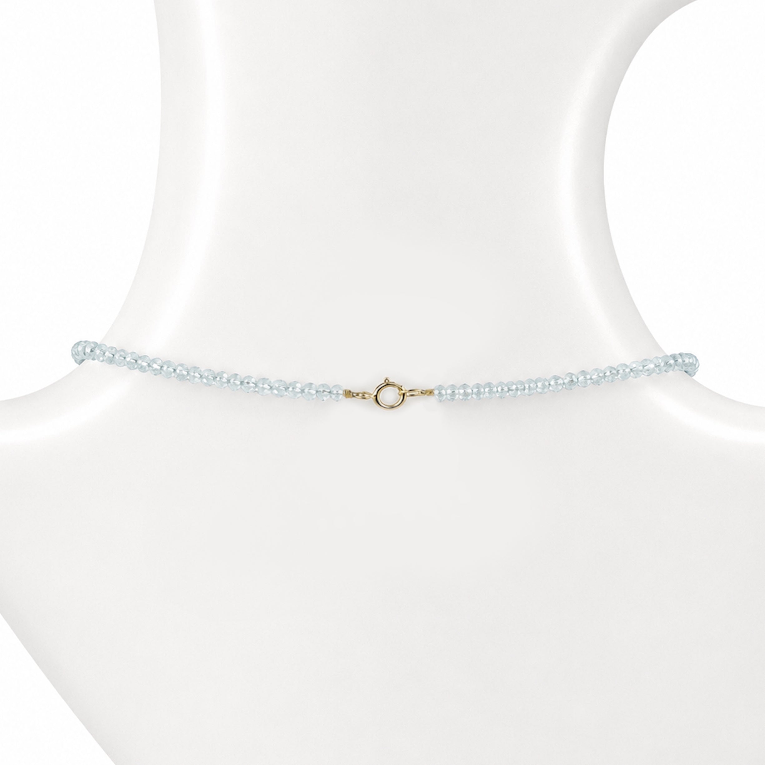 14k Blue Topaz Gold Ball Drop Pendant Necklace