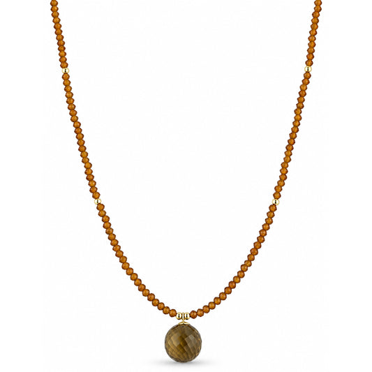 14k Yellow Garnet Gold Ball Citrine Ball Pendant Necklace
