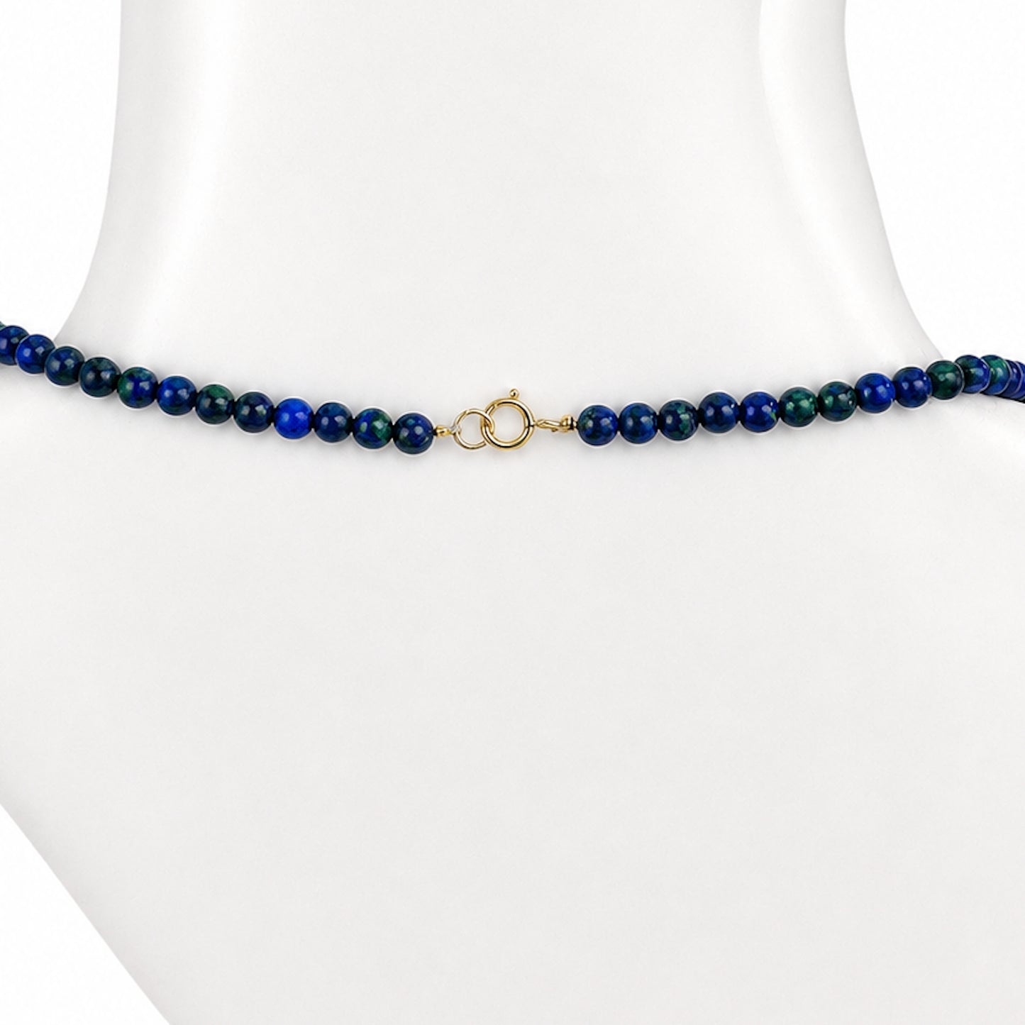 14k Azurite Graduated Beads Gold Ball Center Necklace