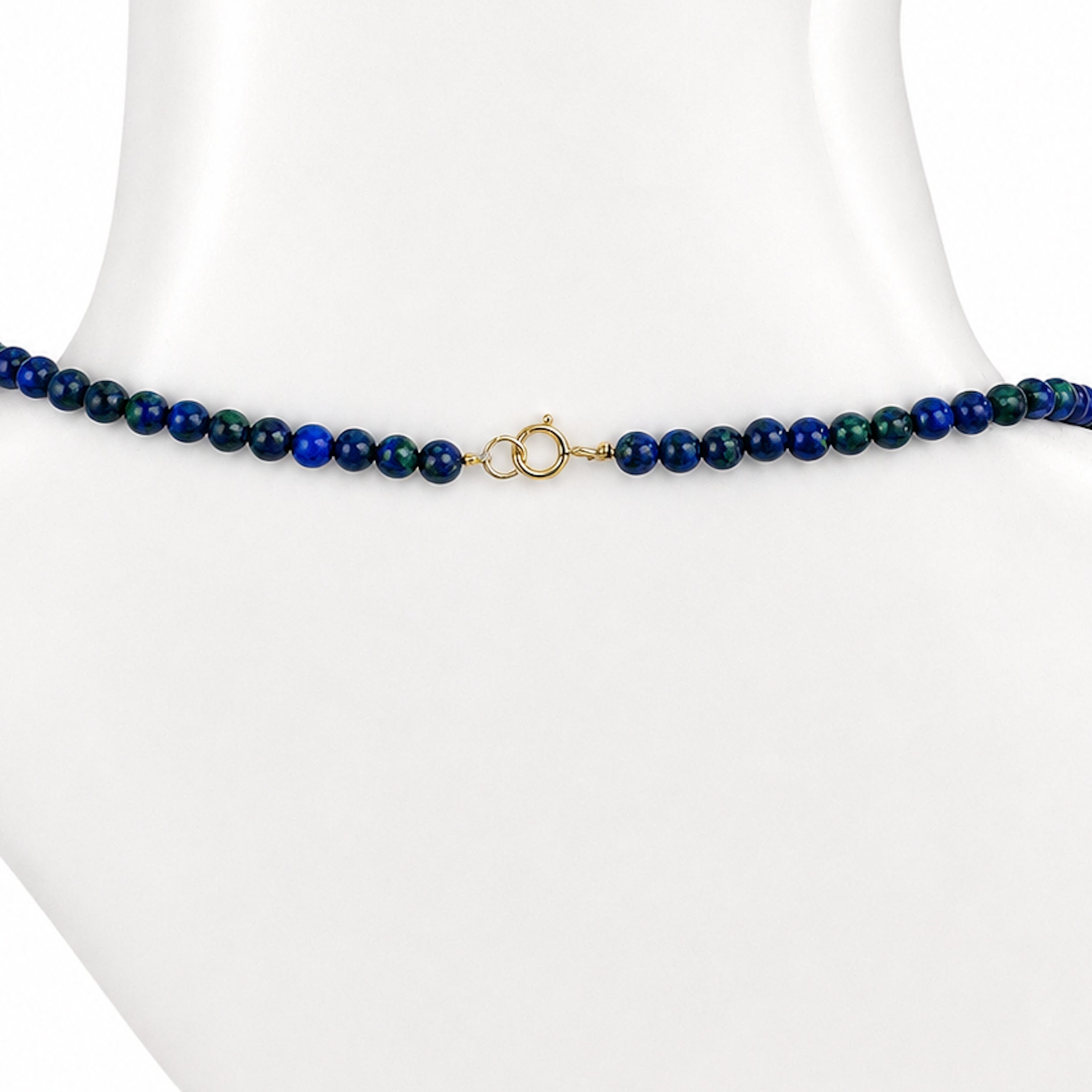 14k Azurite Graduated Beads Gold Ball Center Necklace