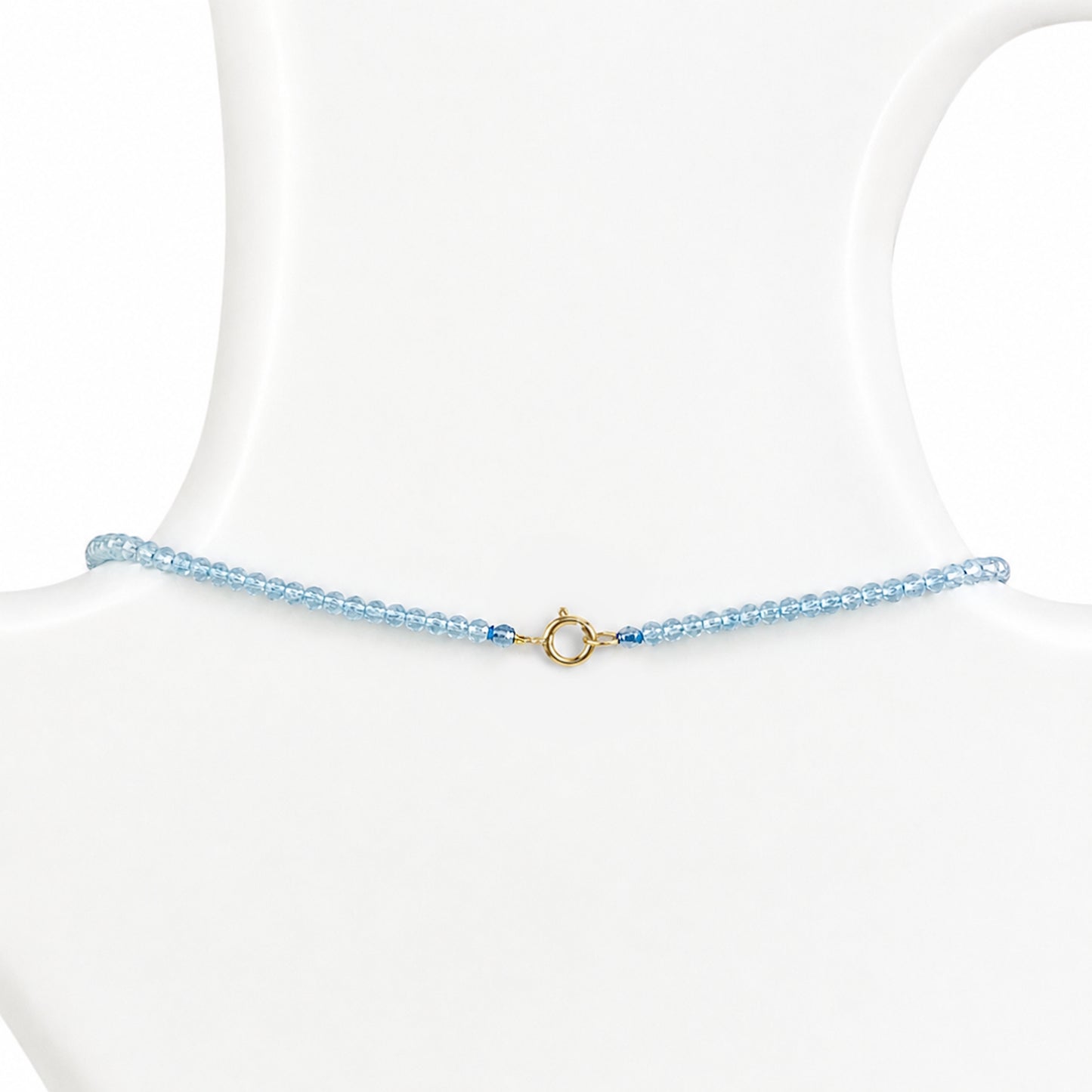 14k Blue Topaz & London Blue Topaz Square Bezel Center Necklace