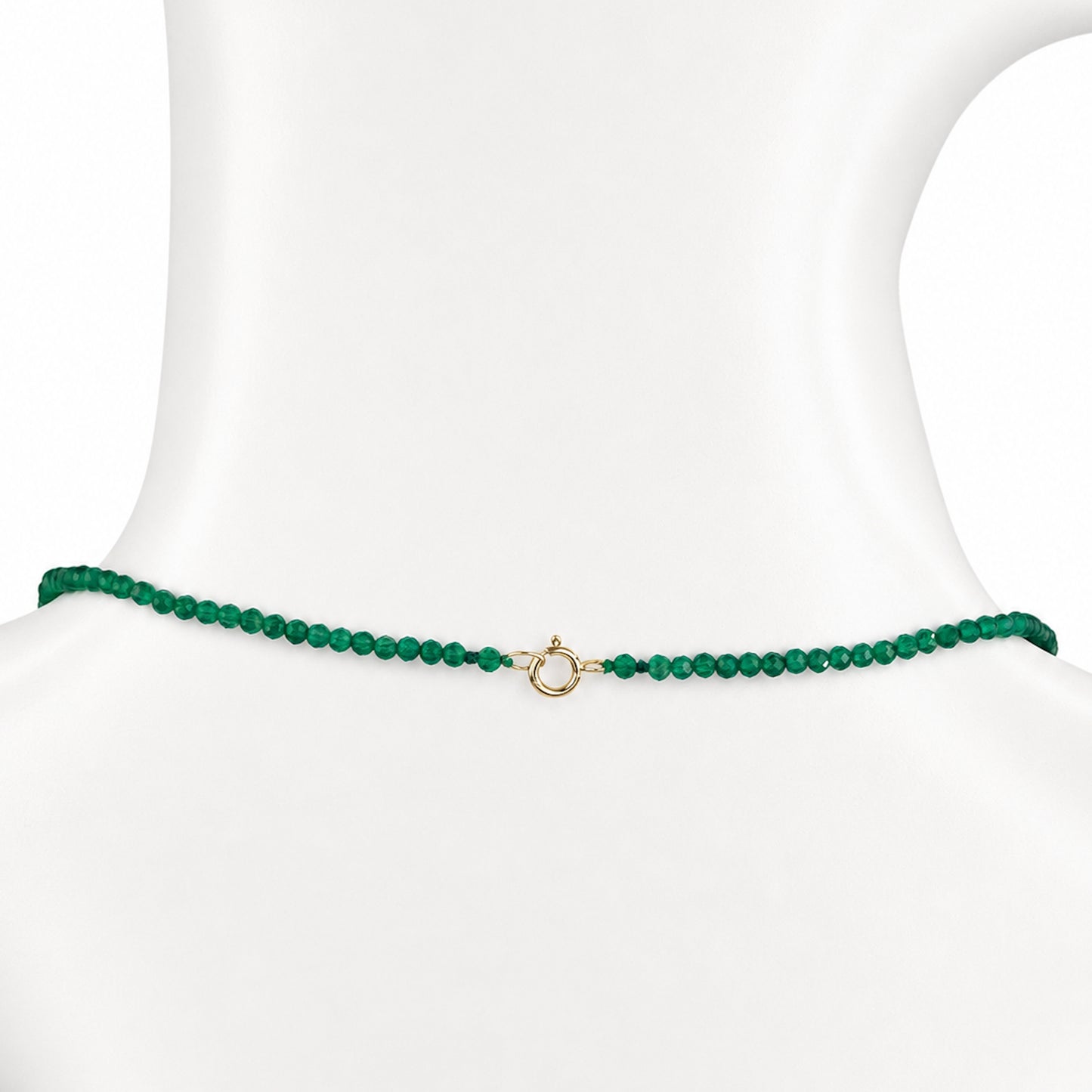 14k Green Onyx Cushion Bezel Center Necklace