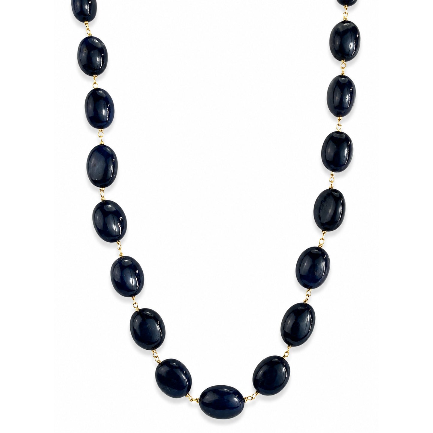14k Blue Sapphire Nugget Link Necklace