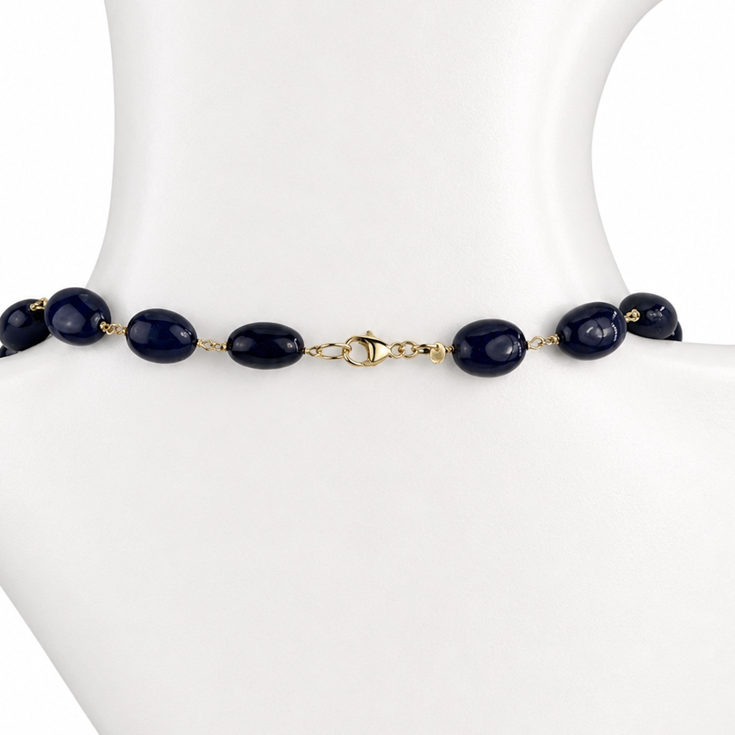 14k Blue Sapphire Nugget Link Necklace