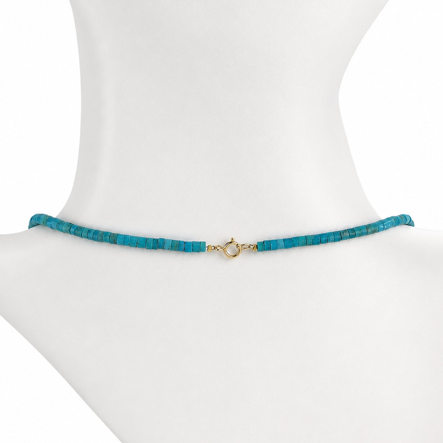 14k Turquoise Heishi Gold Ball Necklace