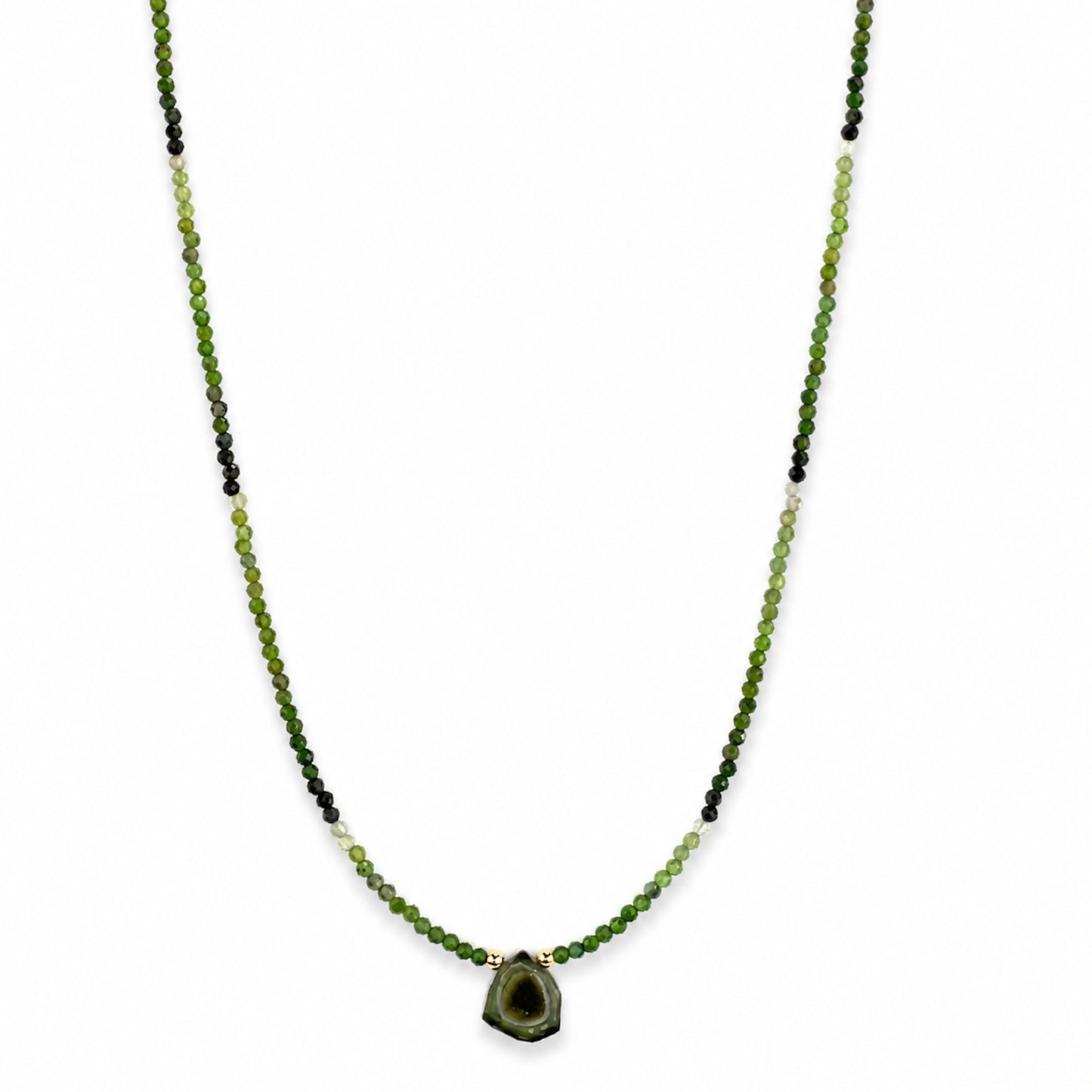14k Green Tourmaline & Slice Pendant Necklace