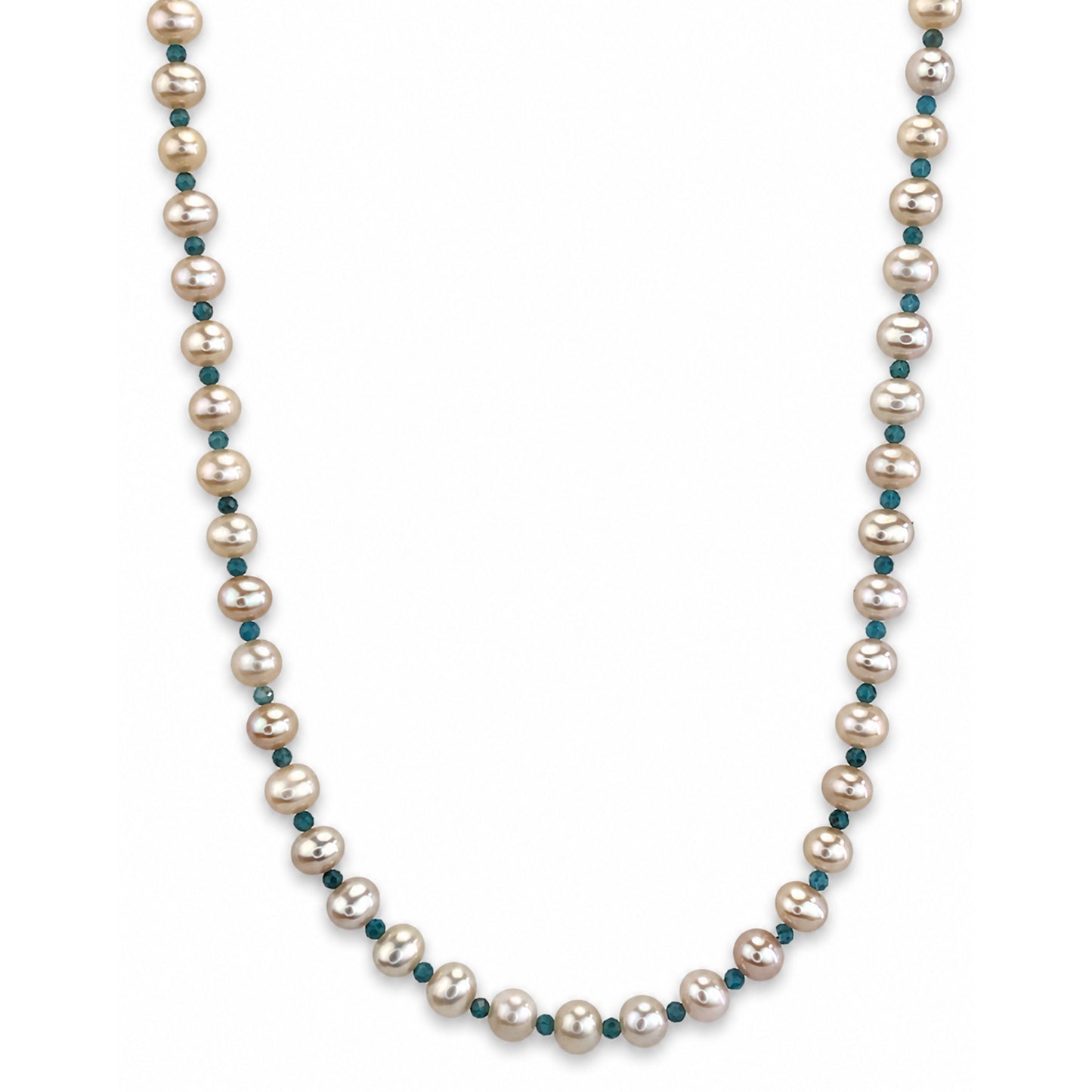 14k Freshwater Pearl & Faceted Round Bead 1X1 Necklace
