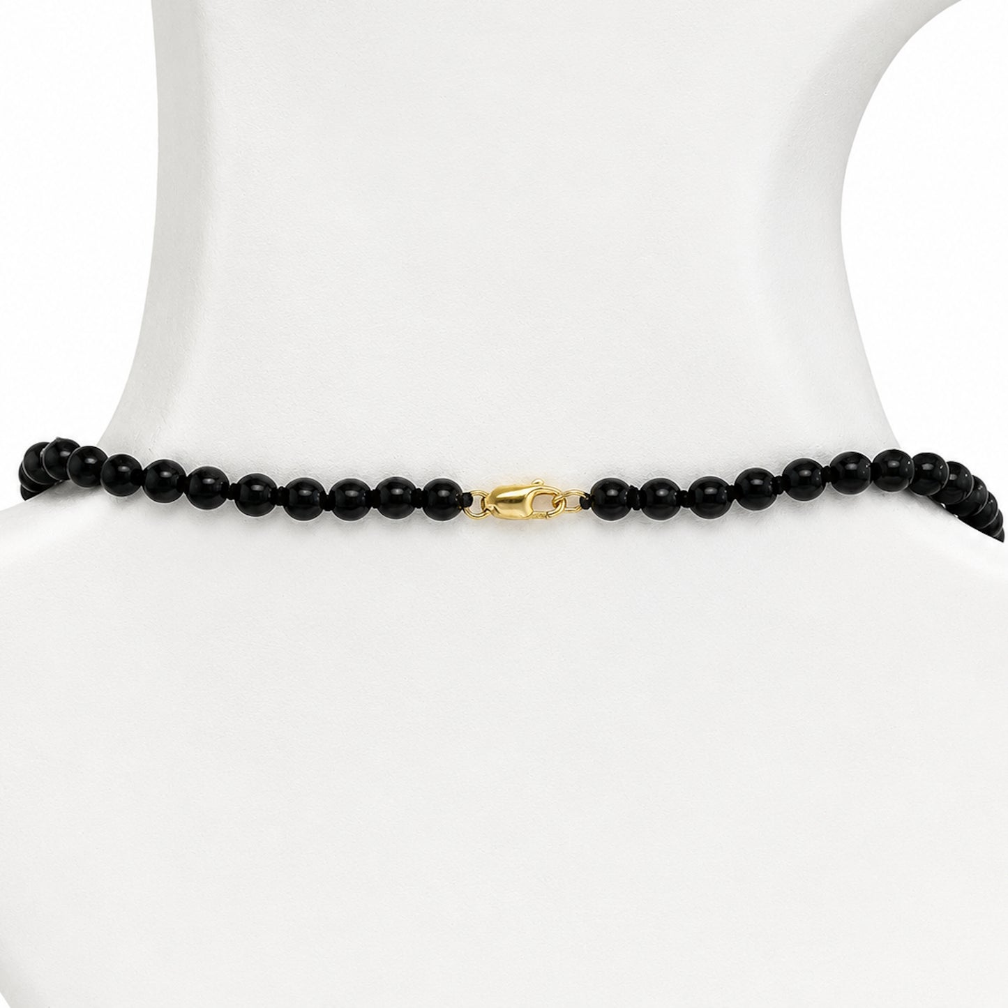 Black Onyx 5 Graduated Round Link Center Necklace