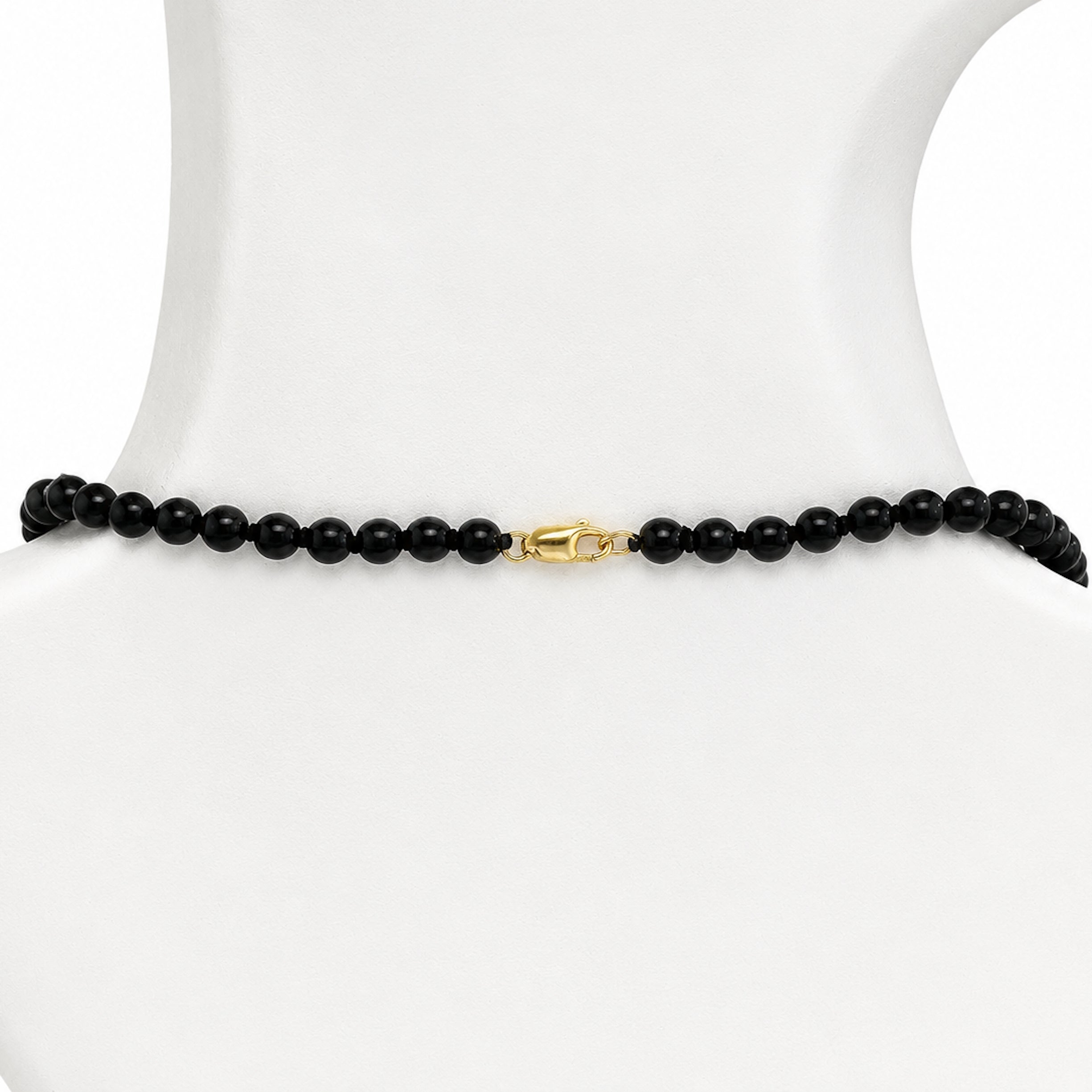 14k Black Onyx 5 Graduated Round Link Center Necklace