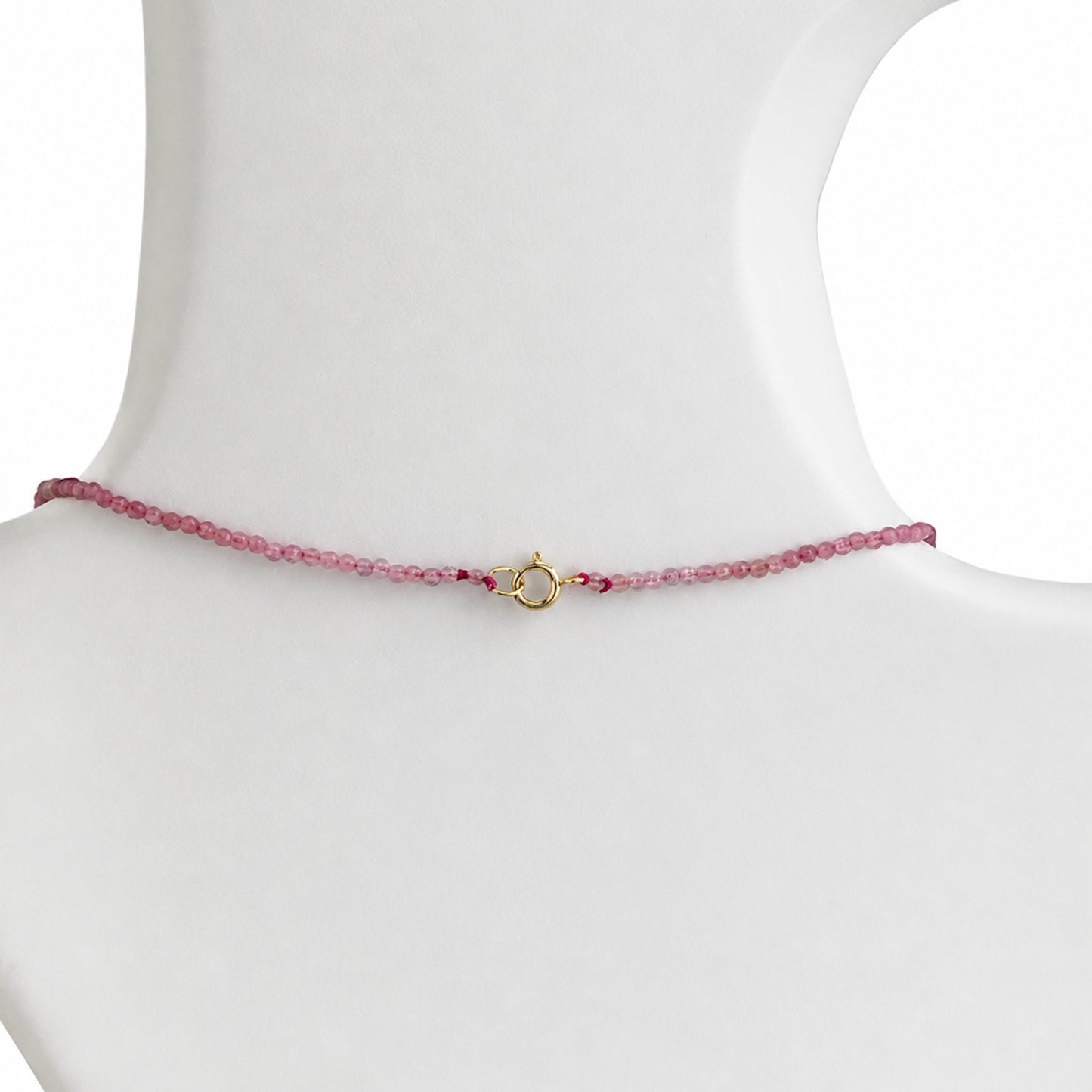 14k Pink Tourmaline Watermelon Slice Necklace