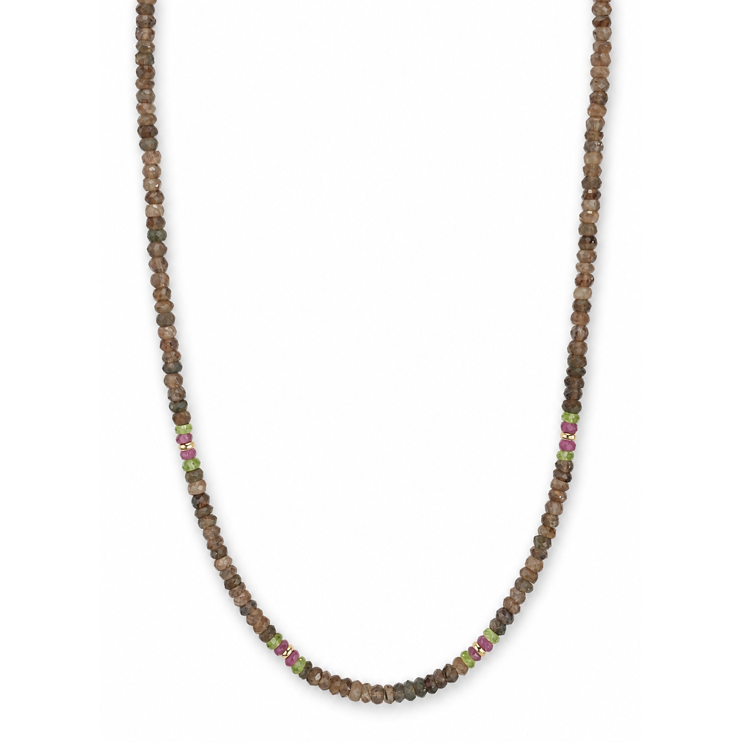 14k Mix Gemstones 4 Station Necklace