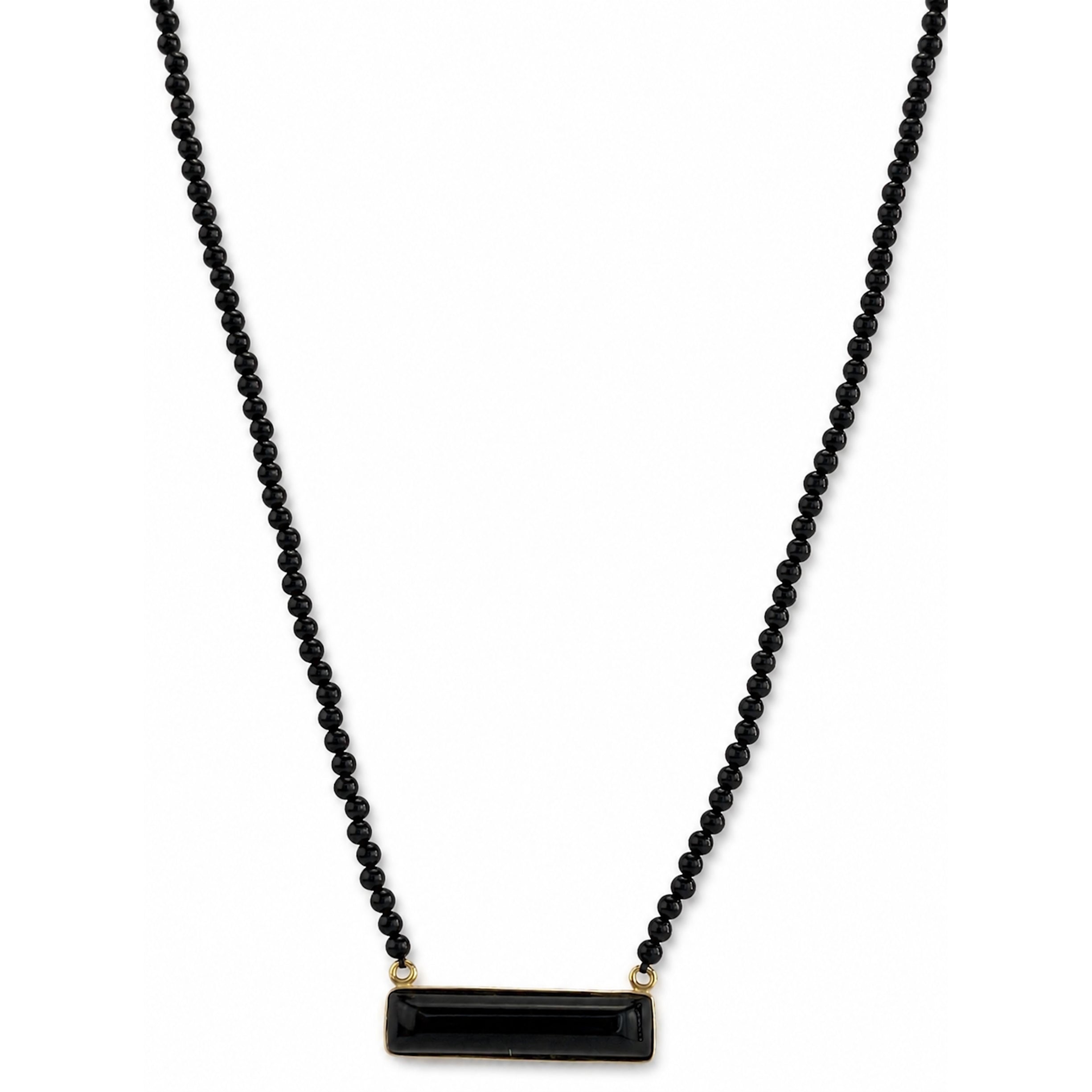 14k Black Onyx Rectangle Bar Center Necklace