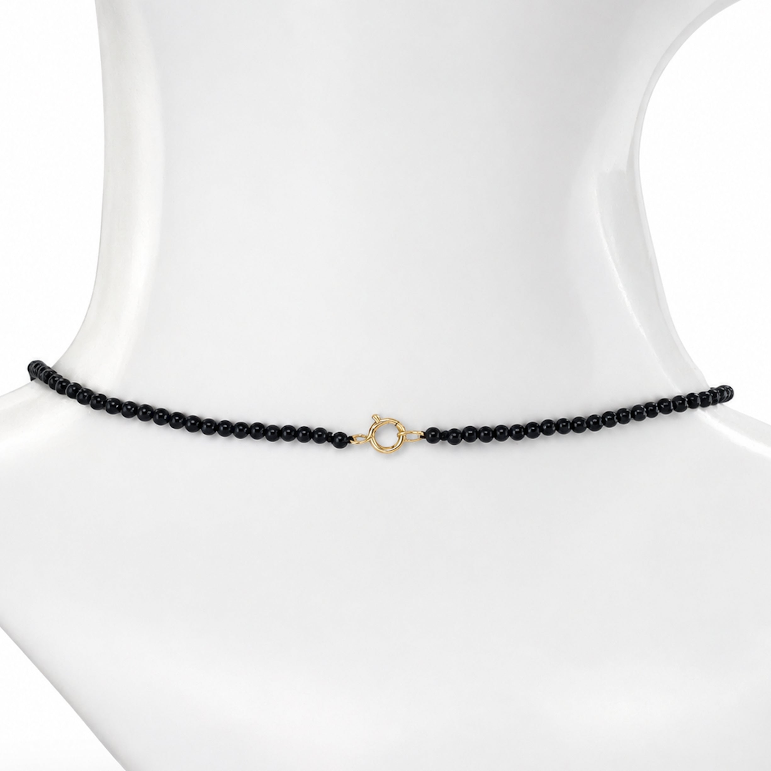 14k Black Onyx Rectangle Bar Center Necklace