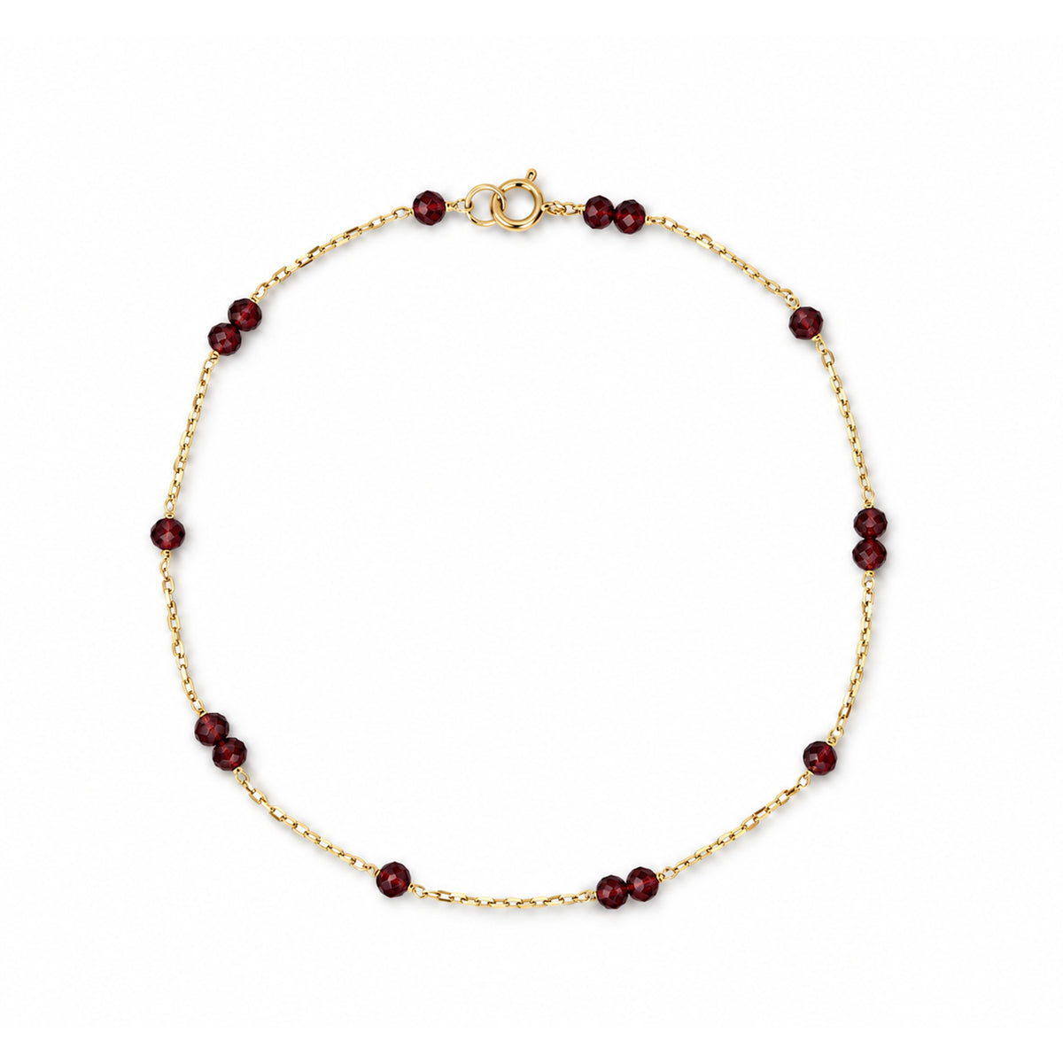 14k Gold Gemstone Station Anklet