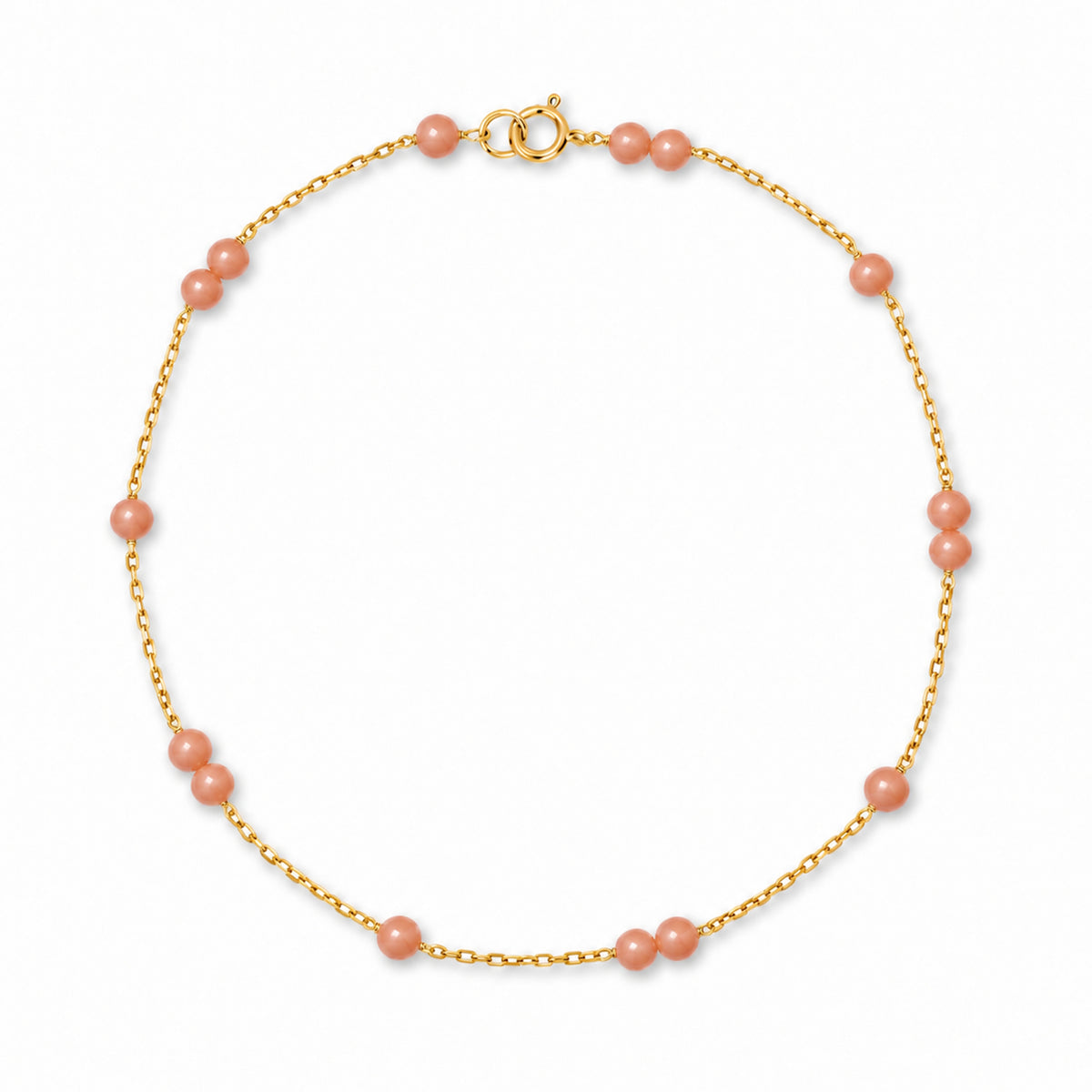 14k Gold Gemstone Station Anklet