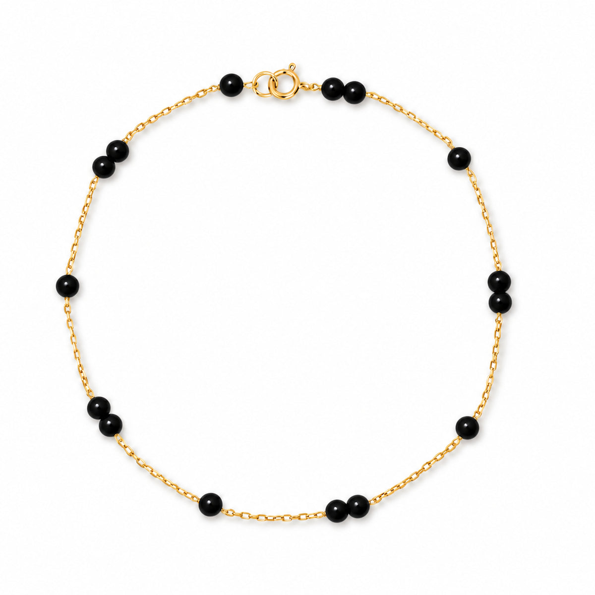 14k Gold Gemstone Station Anklet