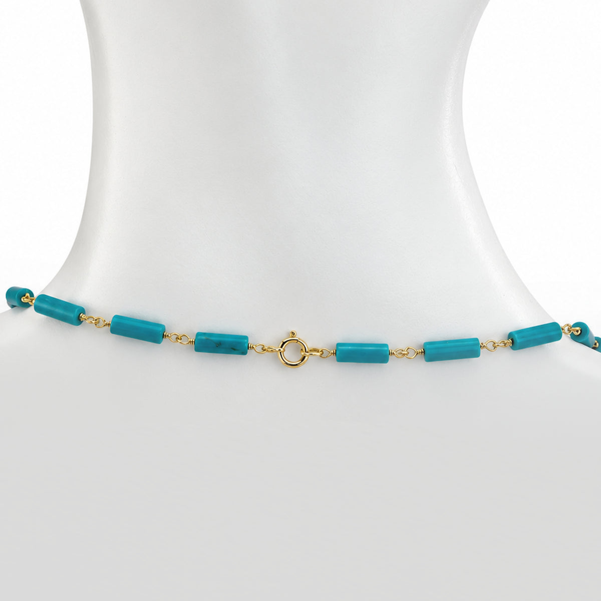 14k Turquoise Tube Link Necklace