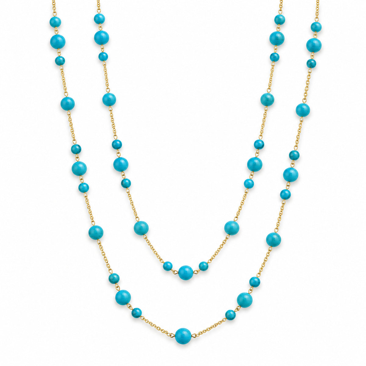 14k Stabilized Turquoise Station Necklace