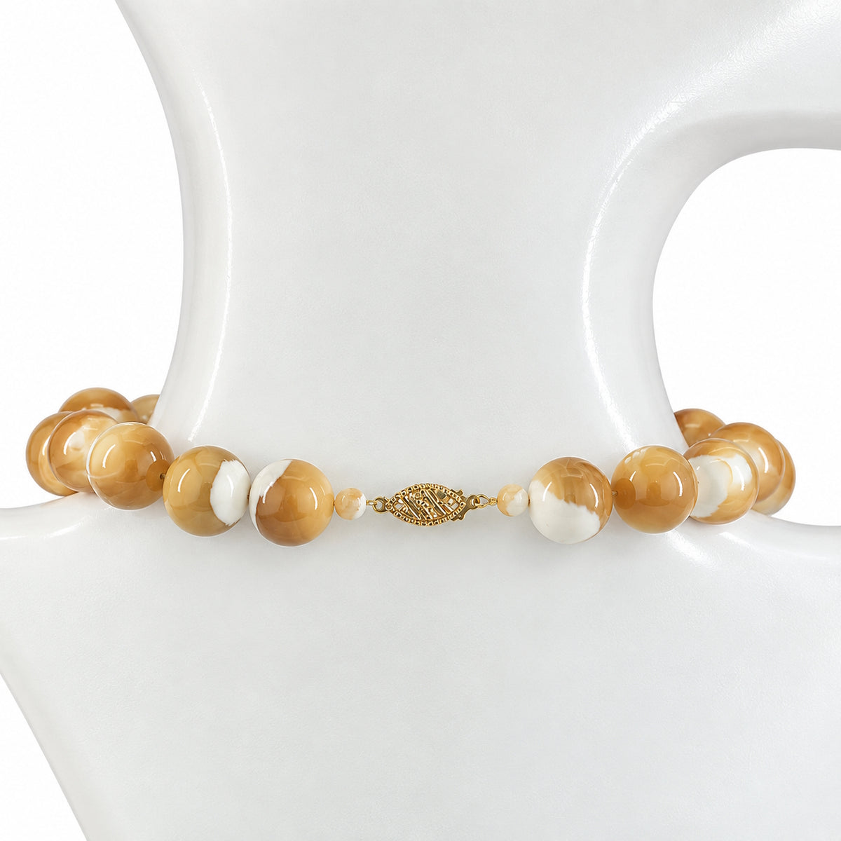 14k Natural Mother of Pearl & Tiger Eye Leopard Pendant Choker