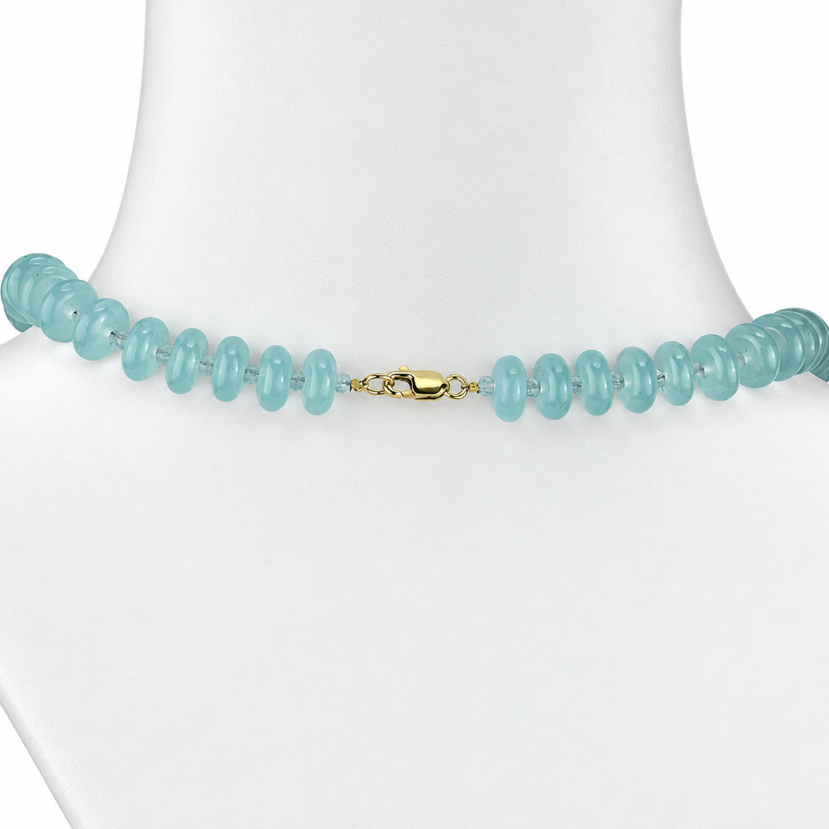 14k Aquamarine 1x1 Gold Roundel Center Necklace