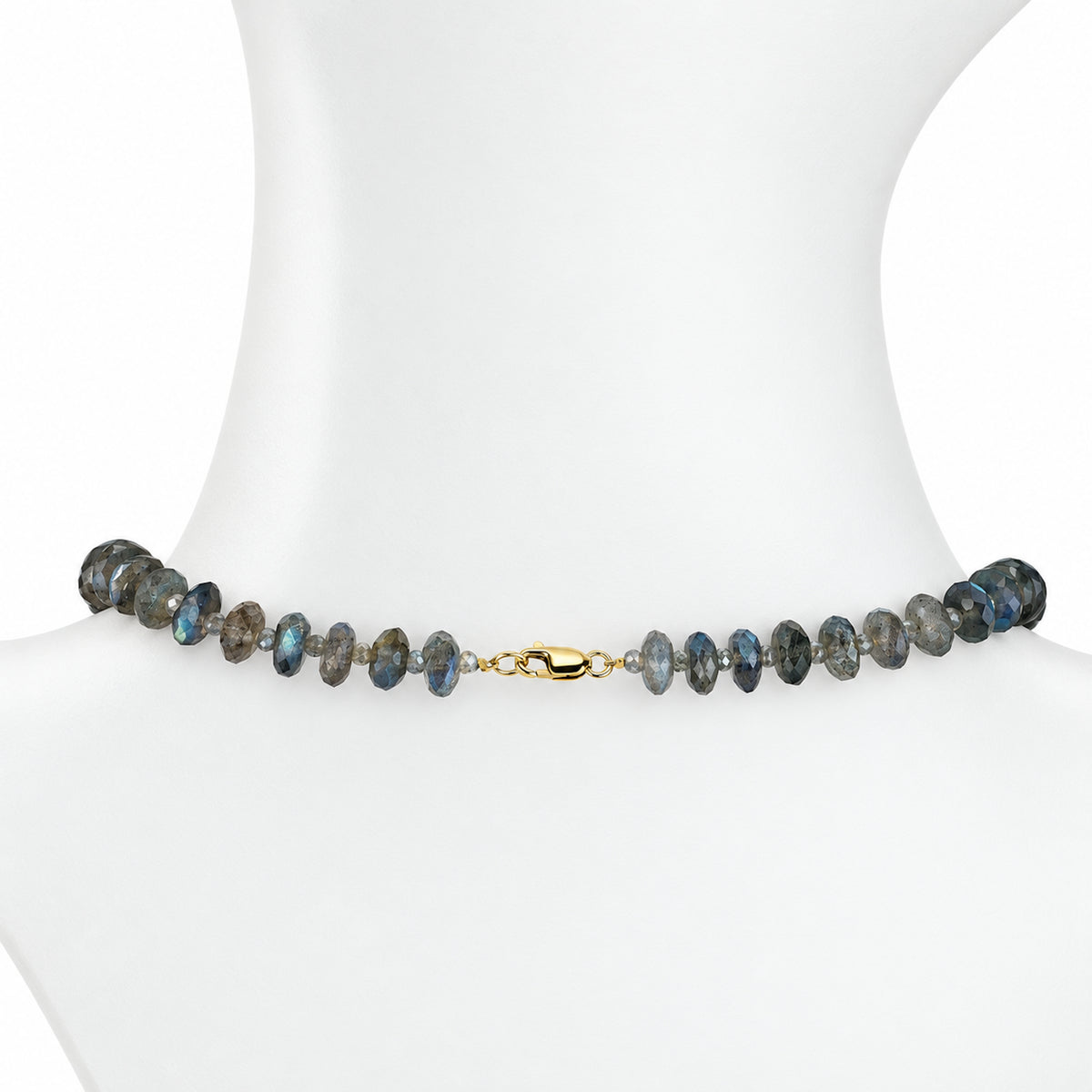 14k Labradorite 1x1 Gold Roundel Center Necklace