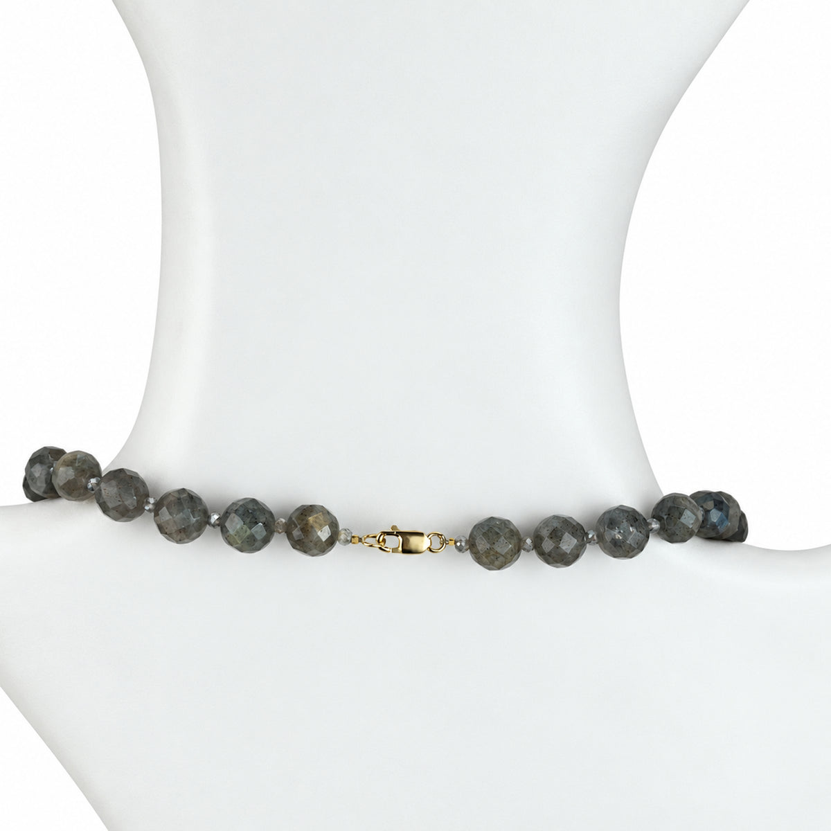 14k Labradorite Faceted Round 1x1 Gold Roundel Center Necklace