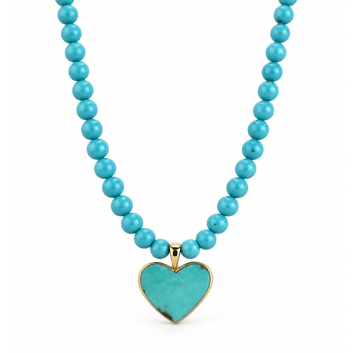 14k Turquoise with Heart Pendant Necklace